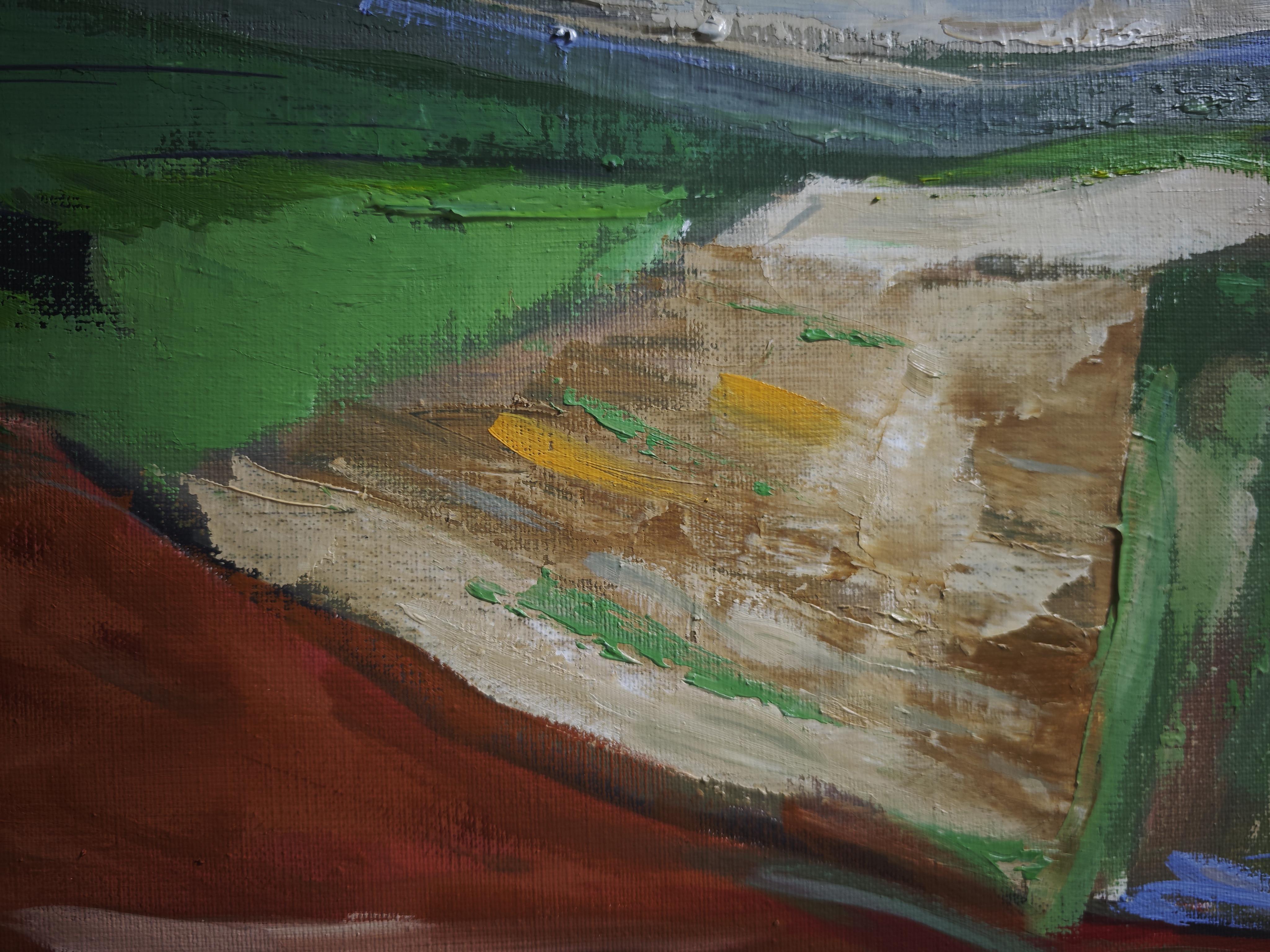 Couleurs d' Aout – Original Textured Abstract Landscape Oil Painting, French Art 3