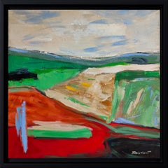 Couleurs d' Aout – Original Textured Abstract Landscape Oil Painting, French Art