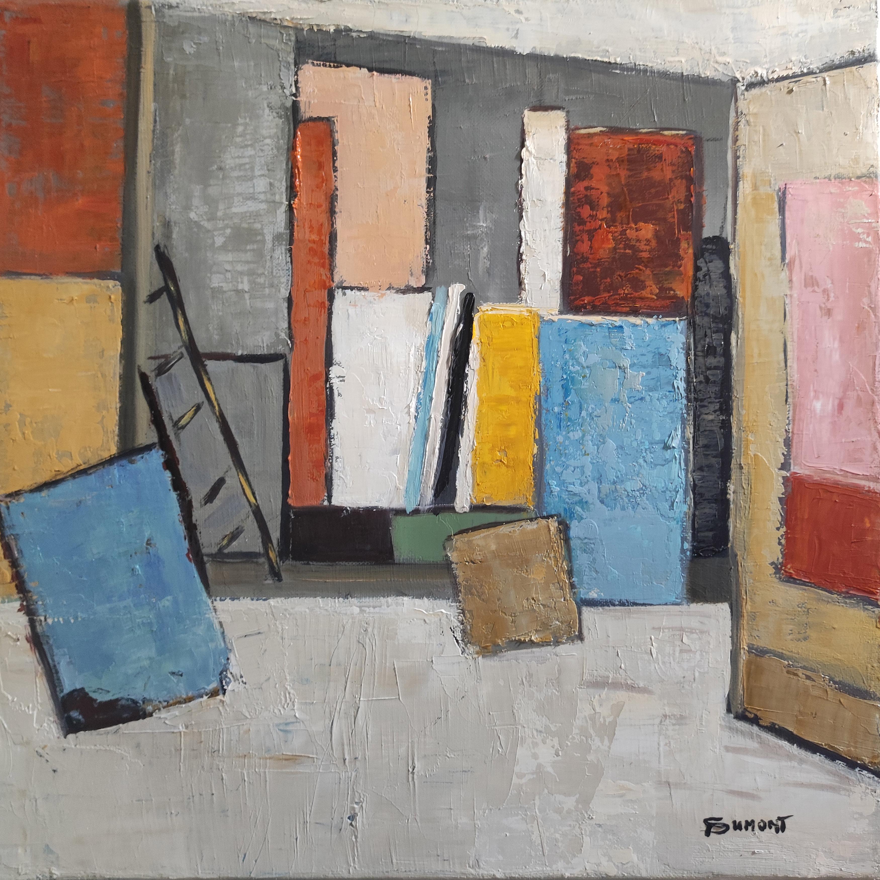couleurs d'atelier,  abstrakt, Öl,  zeitgenössisch, expressionismus, französisch, farben (Geometrische Abstraktion), Painting, von SOPHIE DUMONT