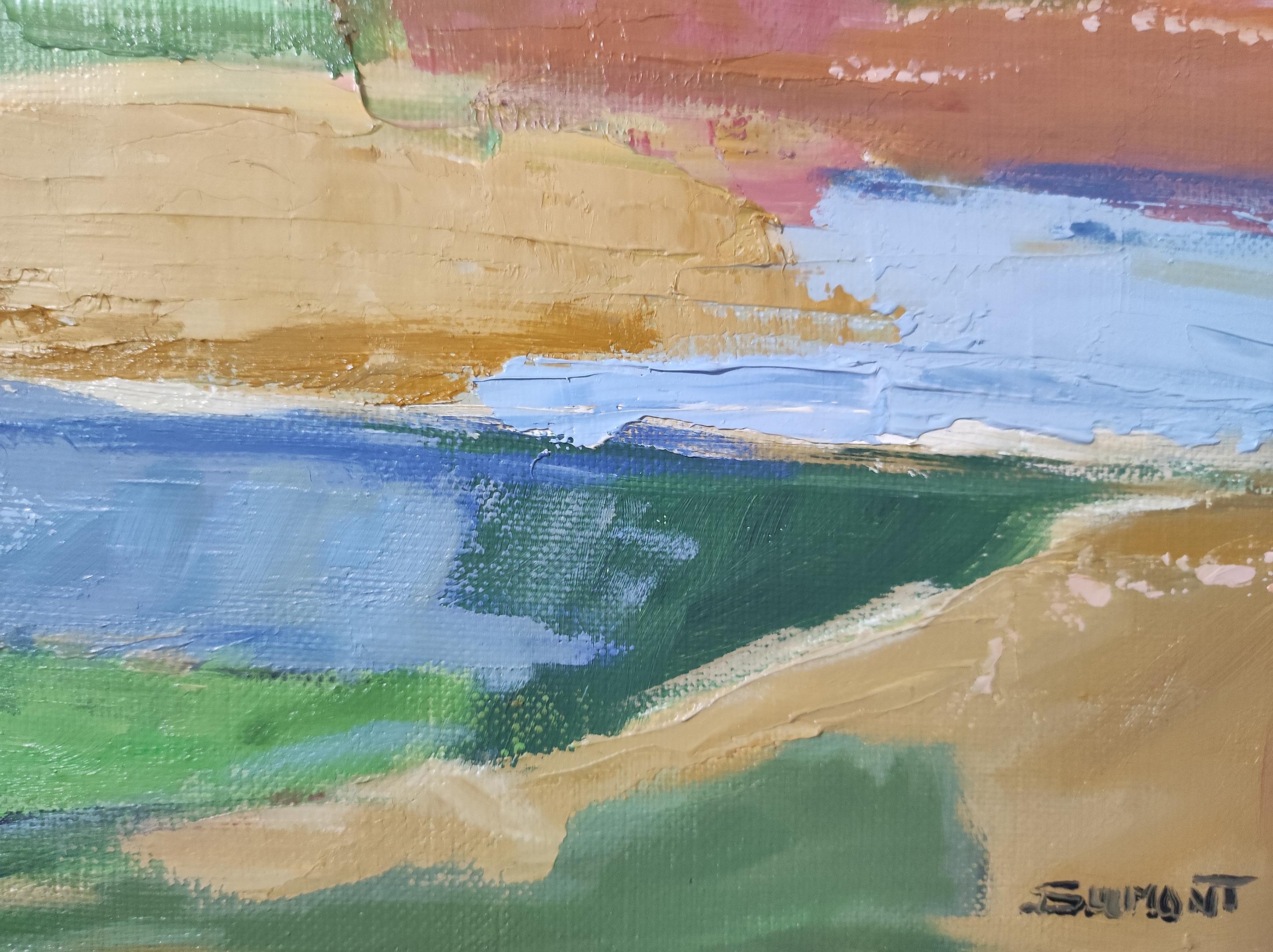 Couleurs éphémères, paysage, huile sur toile, expressionnisme, multicolore, français - Noir Landscape Painting par SOPHIE DUMONT
