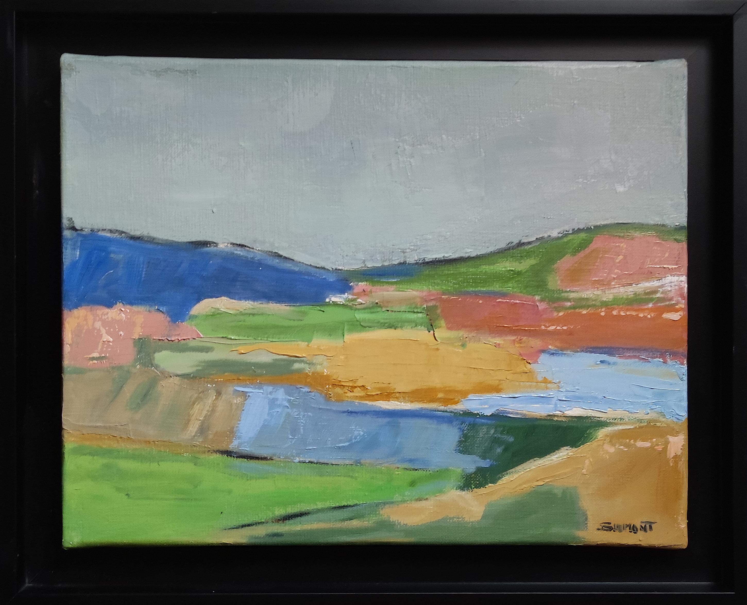 SOPHIE DUMONT Landscape Painting - Couleurs éphemeres, landscape, oil on canvas, expressionism, multicolor, french