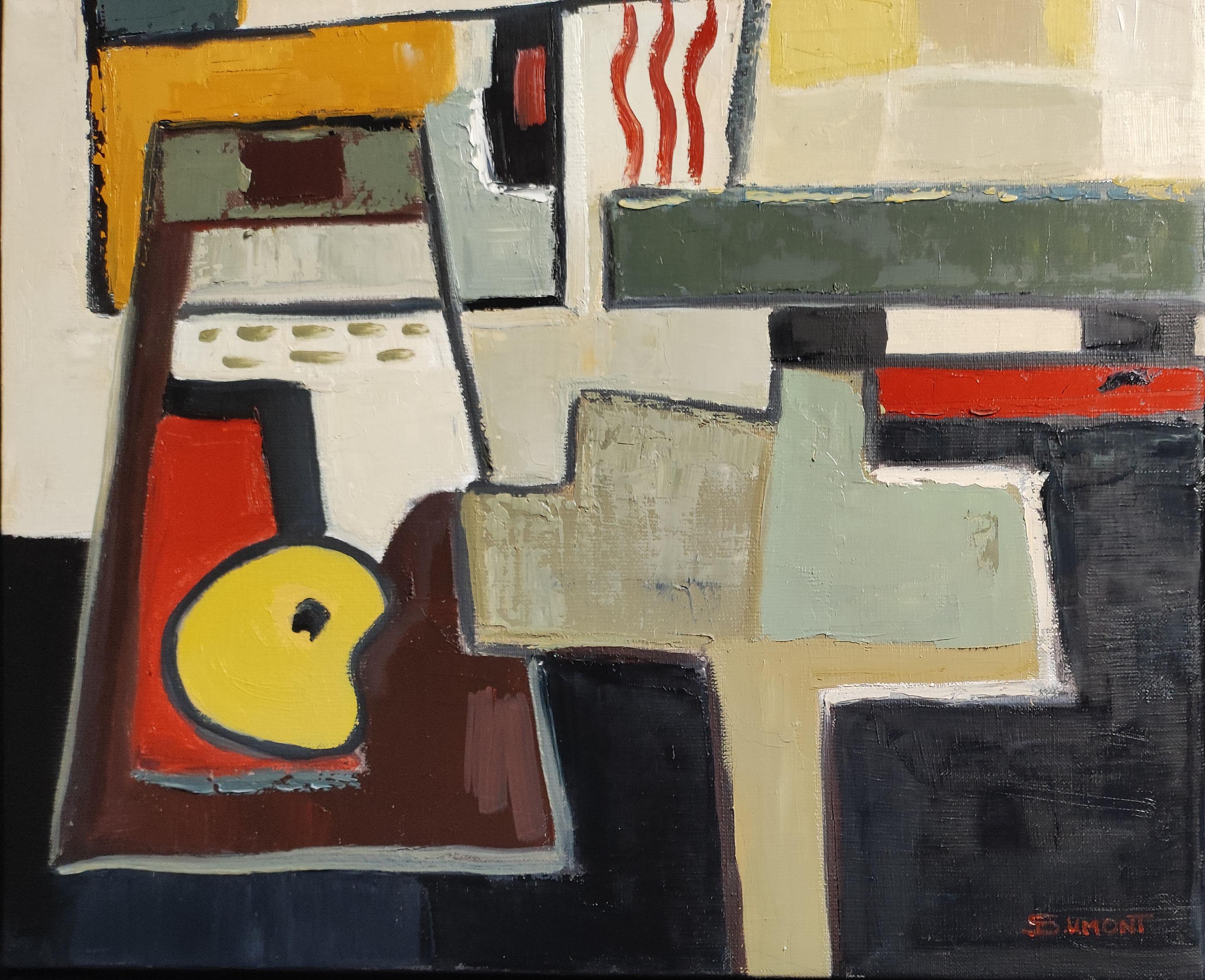 Studio Cubista, Astratto, Verde, Geometrico, Contemporaneo, Olio, Minimalismo, Francese in vendita 5