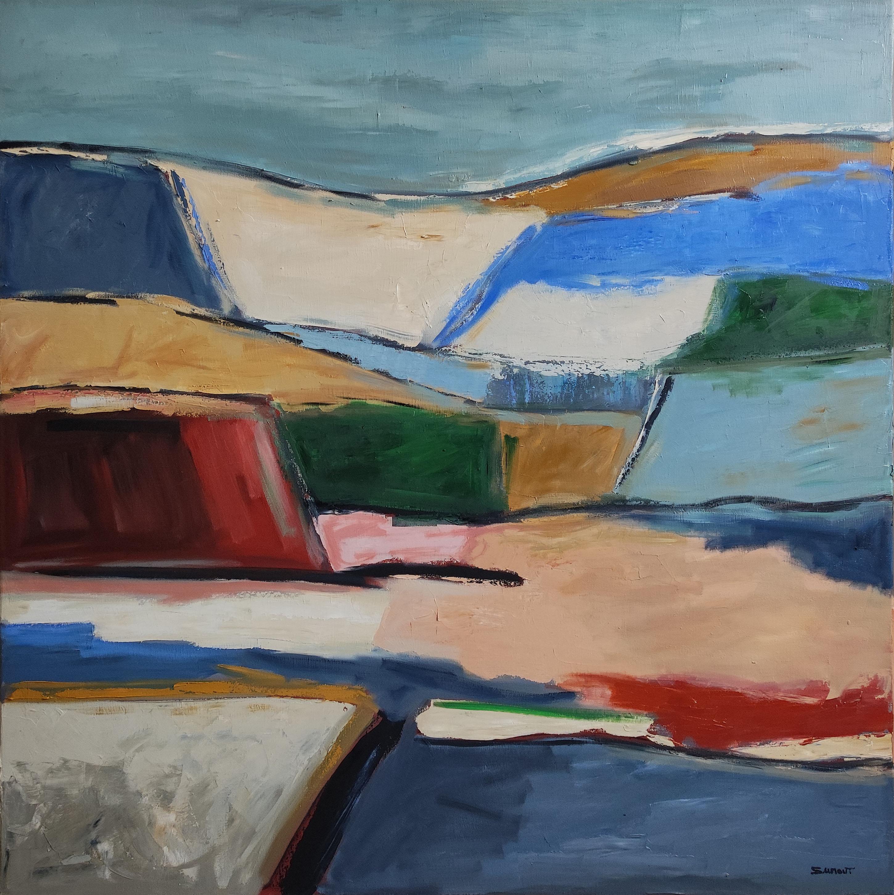 Paesaggio decostruito, campagna astratta Arte contemporanea, grande 1