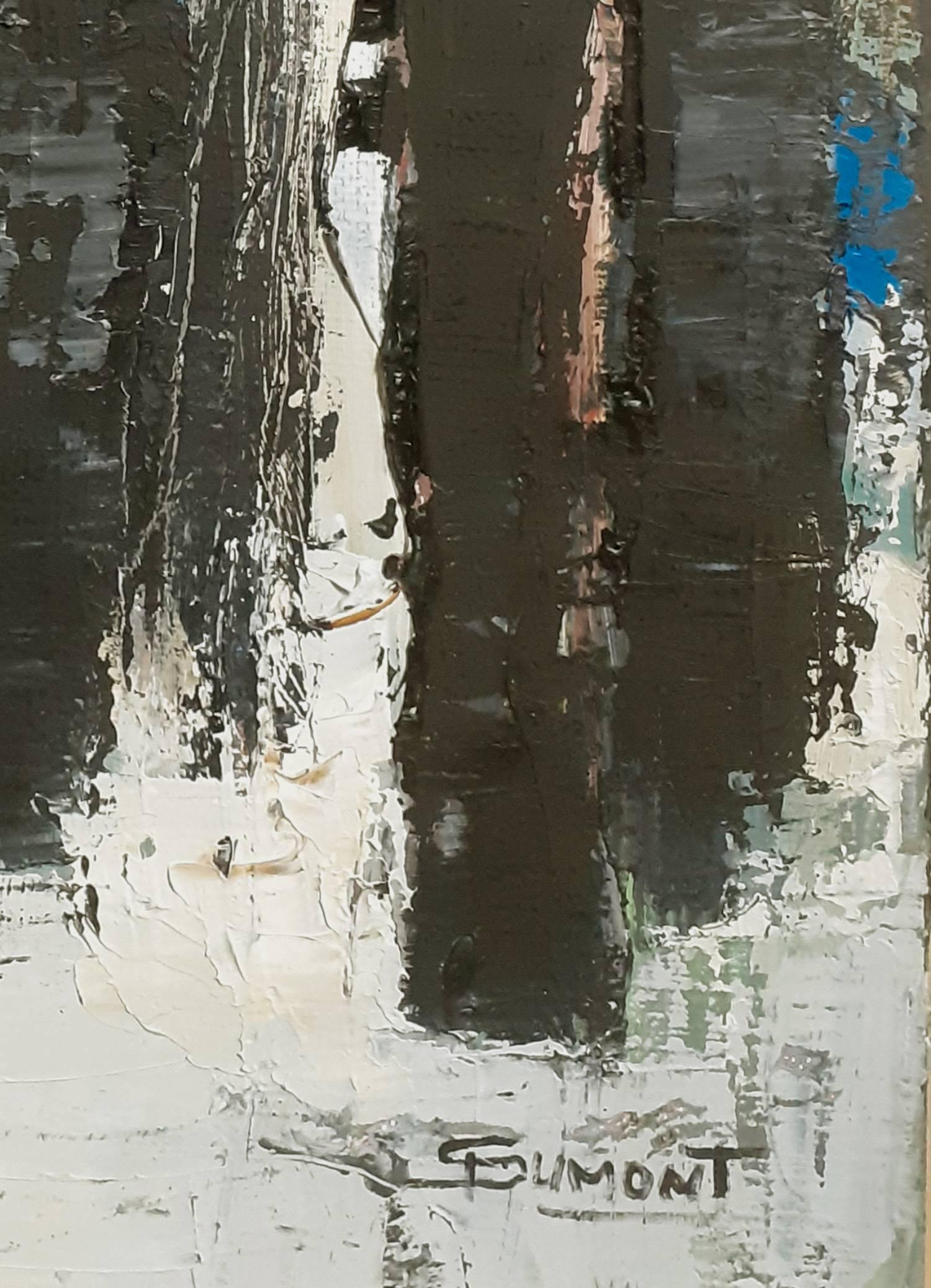FORÊT PROFONDE, minimalisme abstrait, huile sur toile, expressionnisme, arbre noir en vente 3