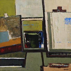 Dialogue of Colors, Contemporary Textured Oil on Canvas, Abstract Library, Books