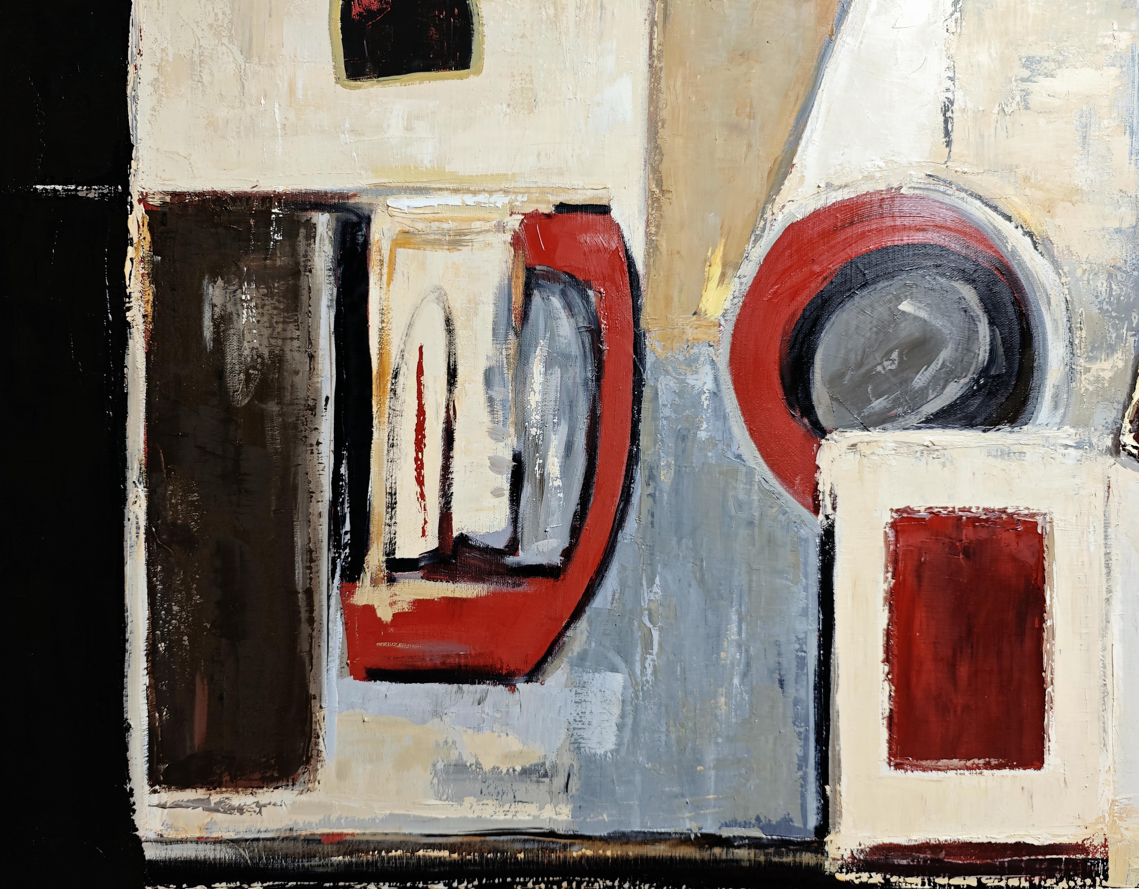 Dialogues geometriques, Abstrakt strukturiert, Französischer Künstler, Ölfarbe Zeitgenössisch im Angebot 8