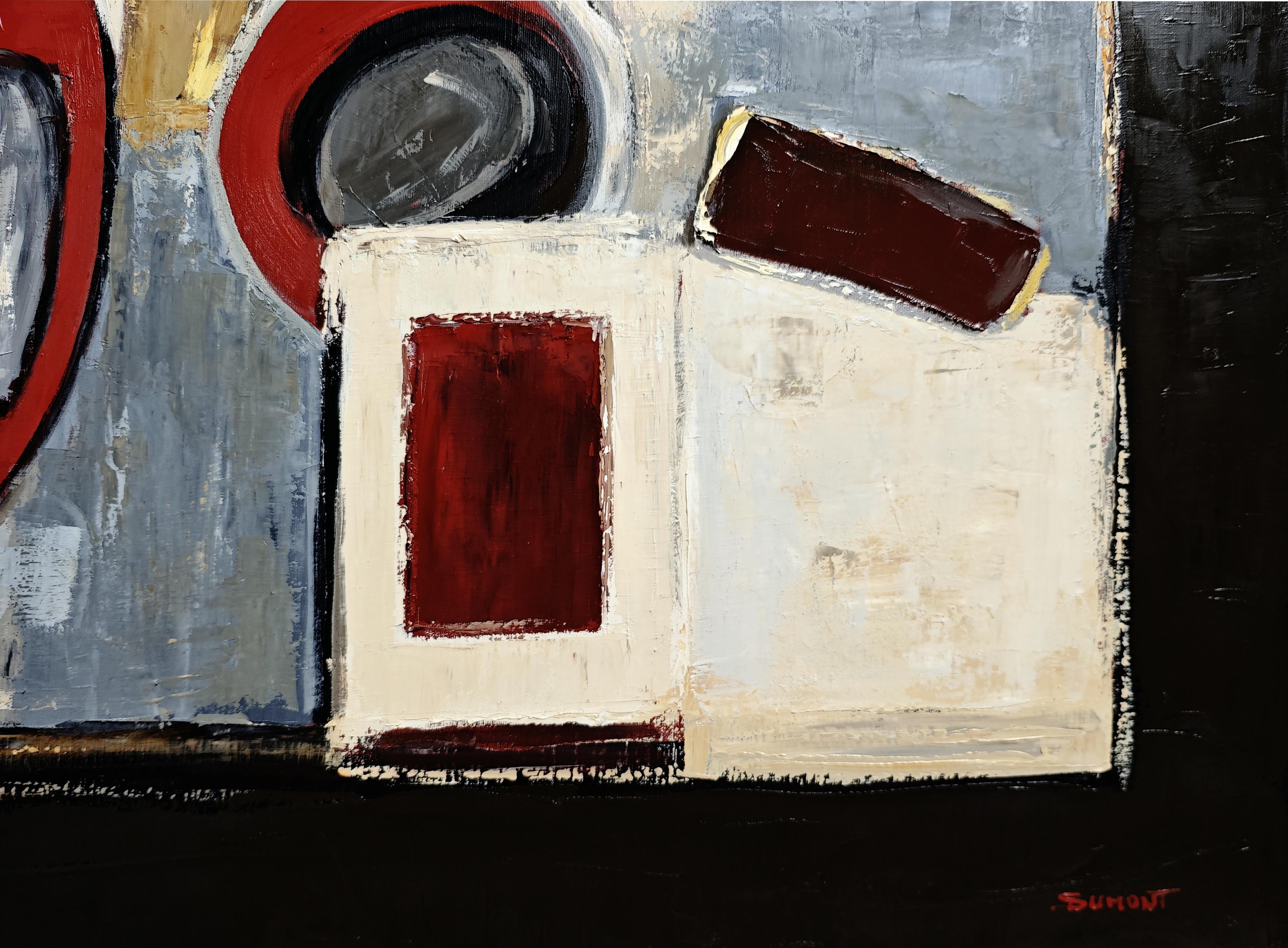 Dialogues geometriques, Abstrakt strukturiert, Französischer Künstler, Ölfarbe Zeitgenössisch im Angebot 12