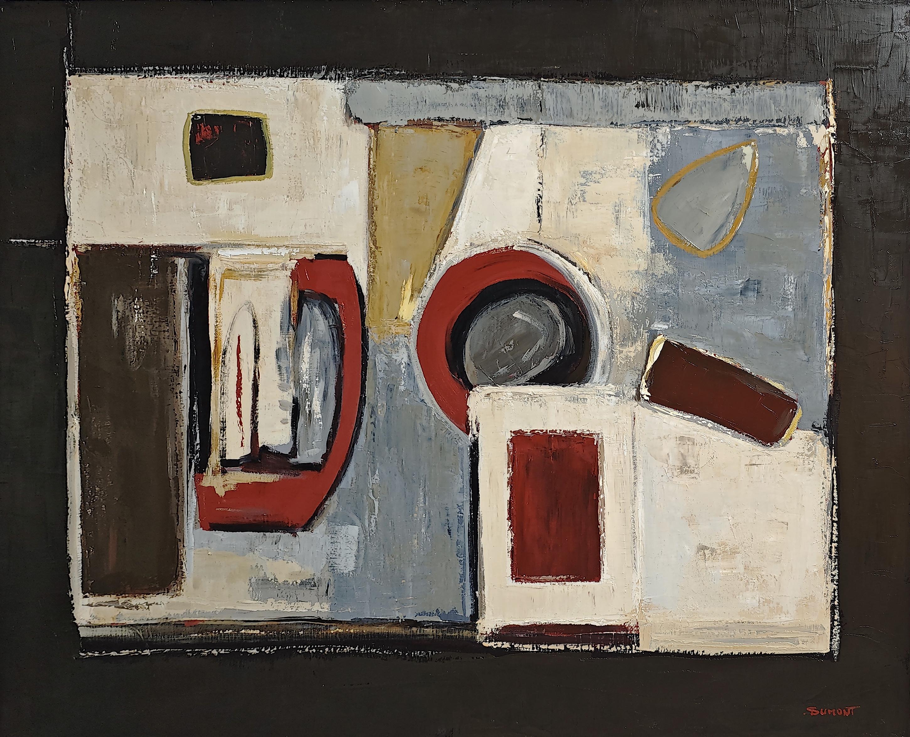 Dialogues geometriques, Abstrakt strukturiert, Französischer Künstler, Ölfarbe Zeitgenössisch – Painting von SOPHIE DUMONT