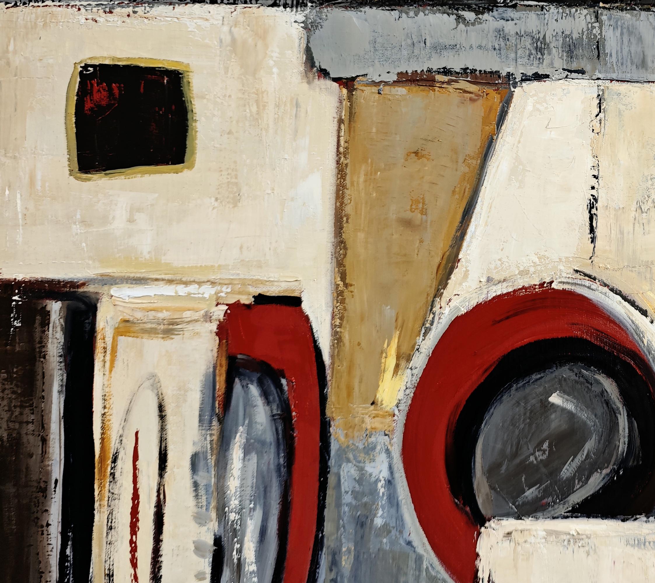 Dialogues geometriques, Abstrakt strukturiert, Französischer Künstler, Ölfarbe Zeitgenössisch im Angebot 3