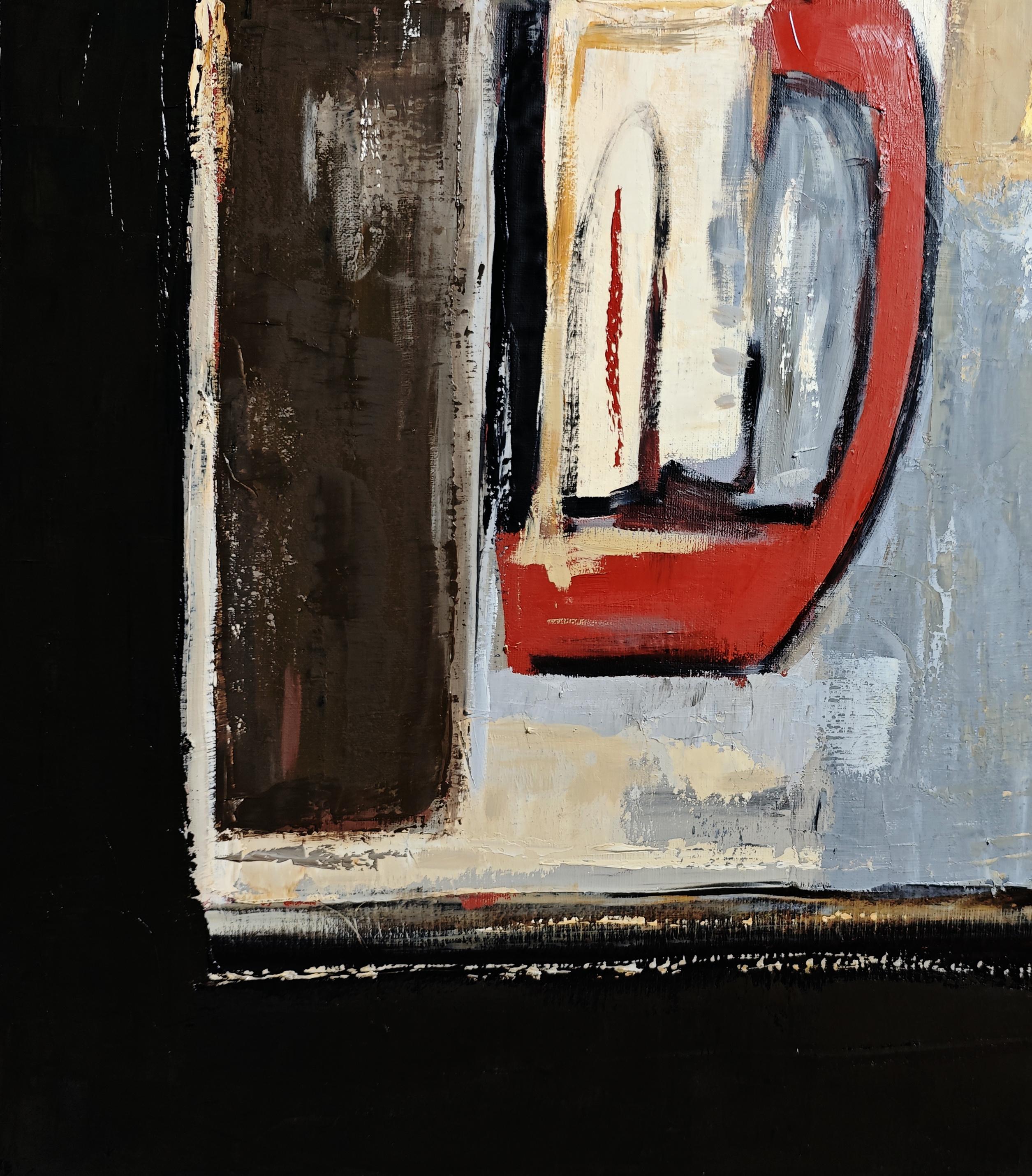 Dialogues geometriques, Abstrakt strukturiert, Französischer Künstler, Ölfarbe Zeitgenössisch im Angebot 4