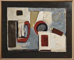 Dialogues geometriques, Abstract textured, French artist, Oil paint Contemporary