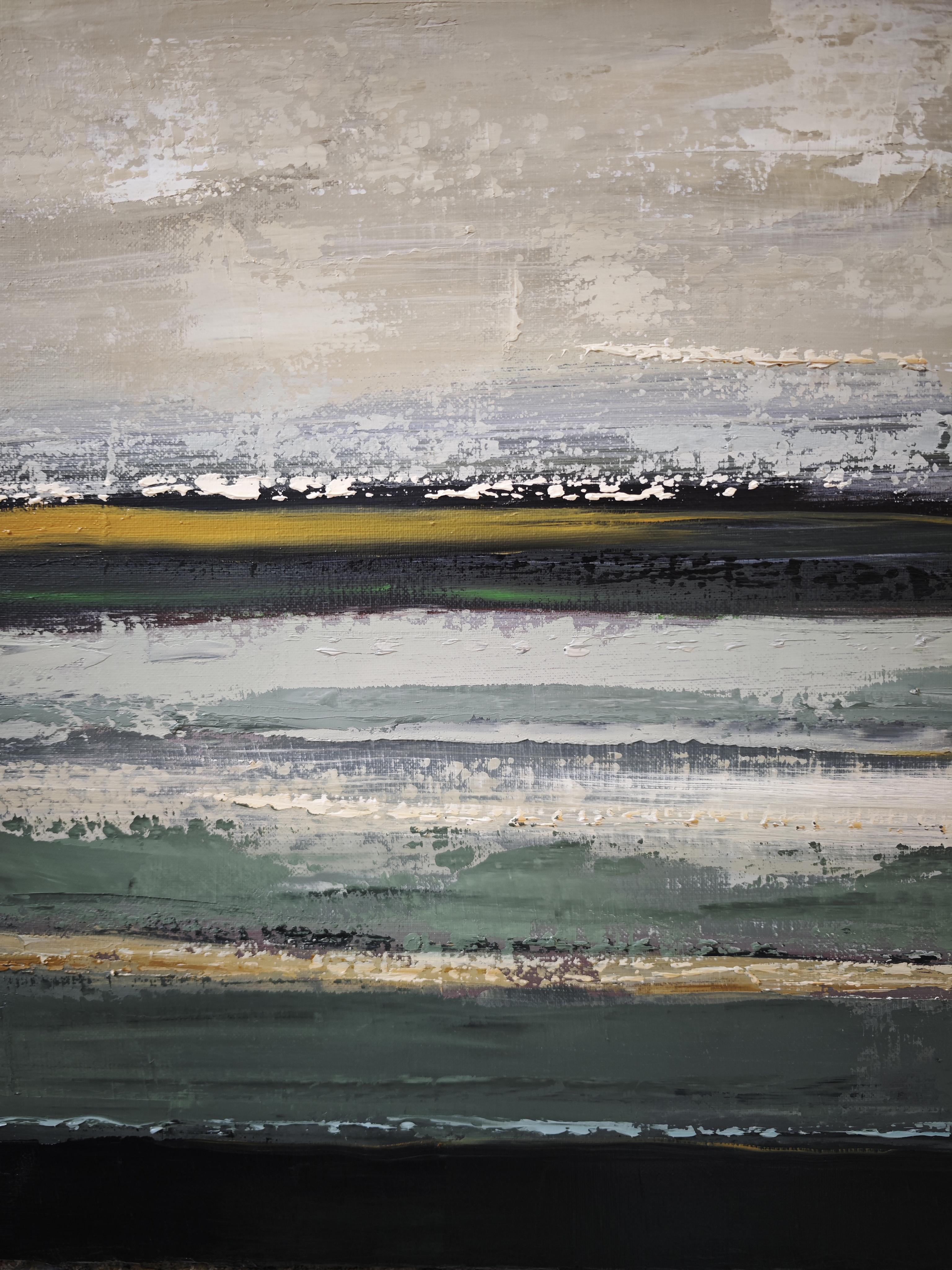 Distant Mists — Abstract Minimalism, Oil Painting, Seaside, Contemporary art For Sale 1