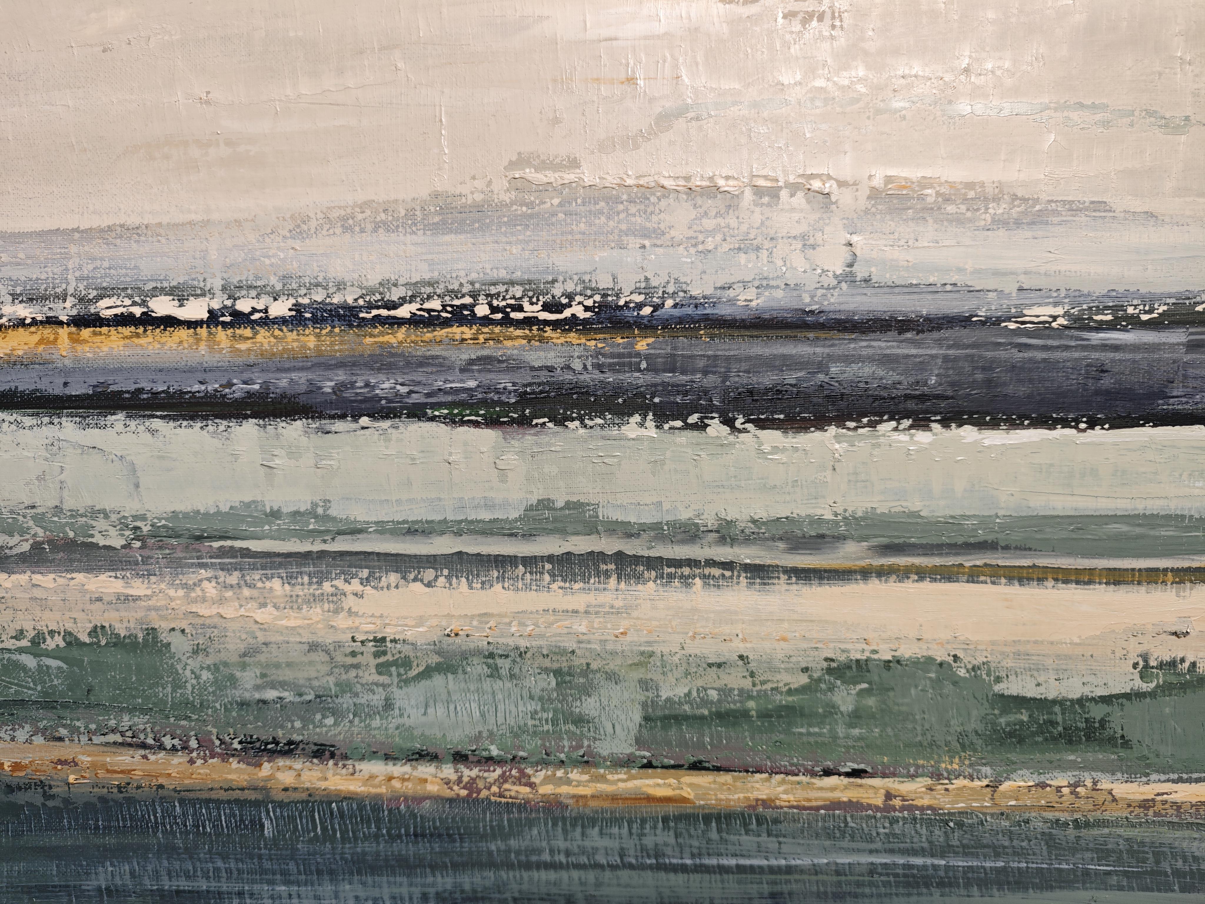 Distant Mists - Abstrakter Minimalismus, Ölgemälde, Meeresküste, Zeitgenössische Kunst im Angebot 2