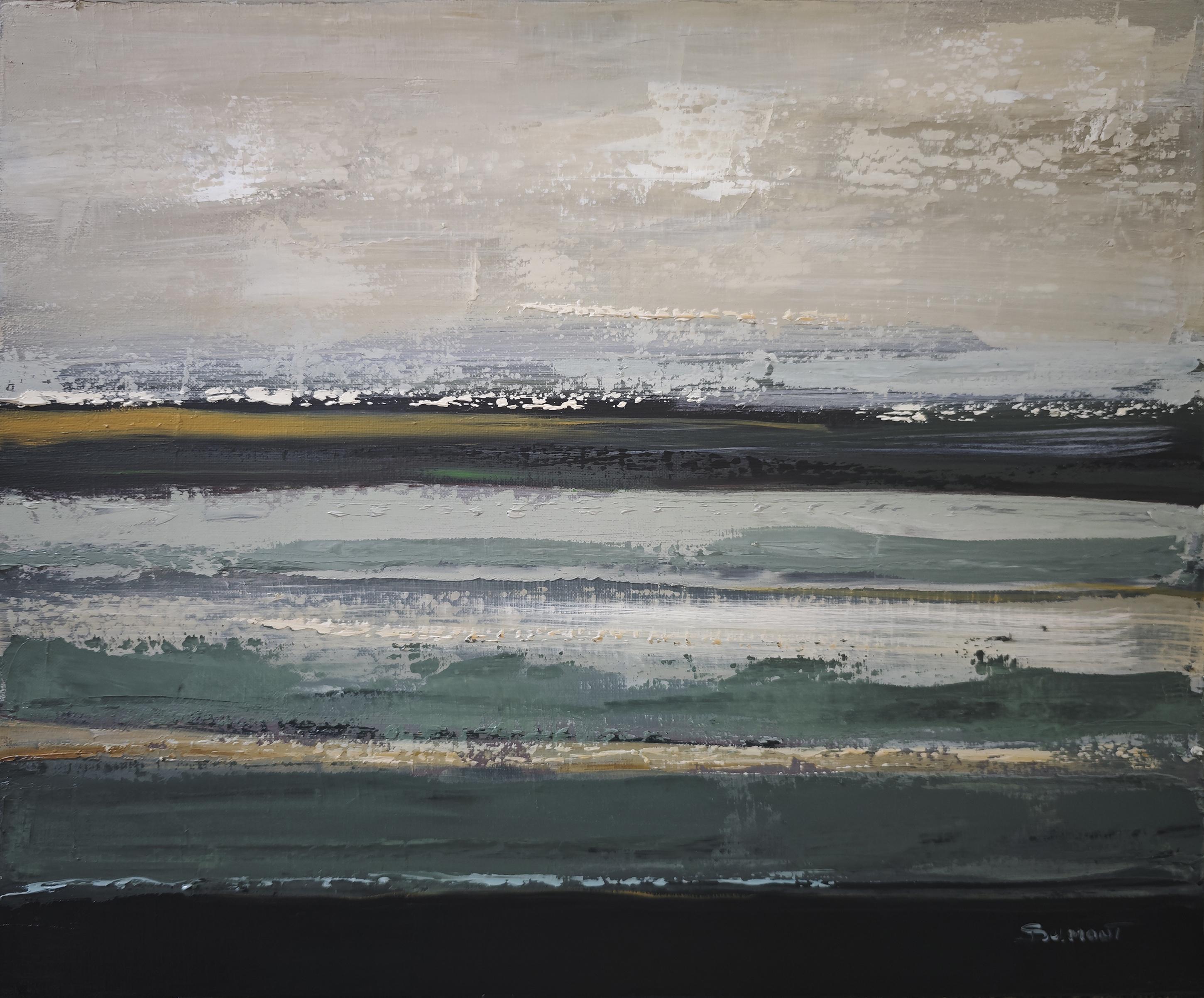 Distant Mists — Abstract Minimalism, Oil Painting, Seaside, Contemporary art For Sale 5
