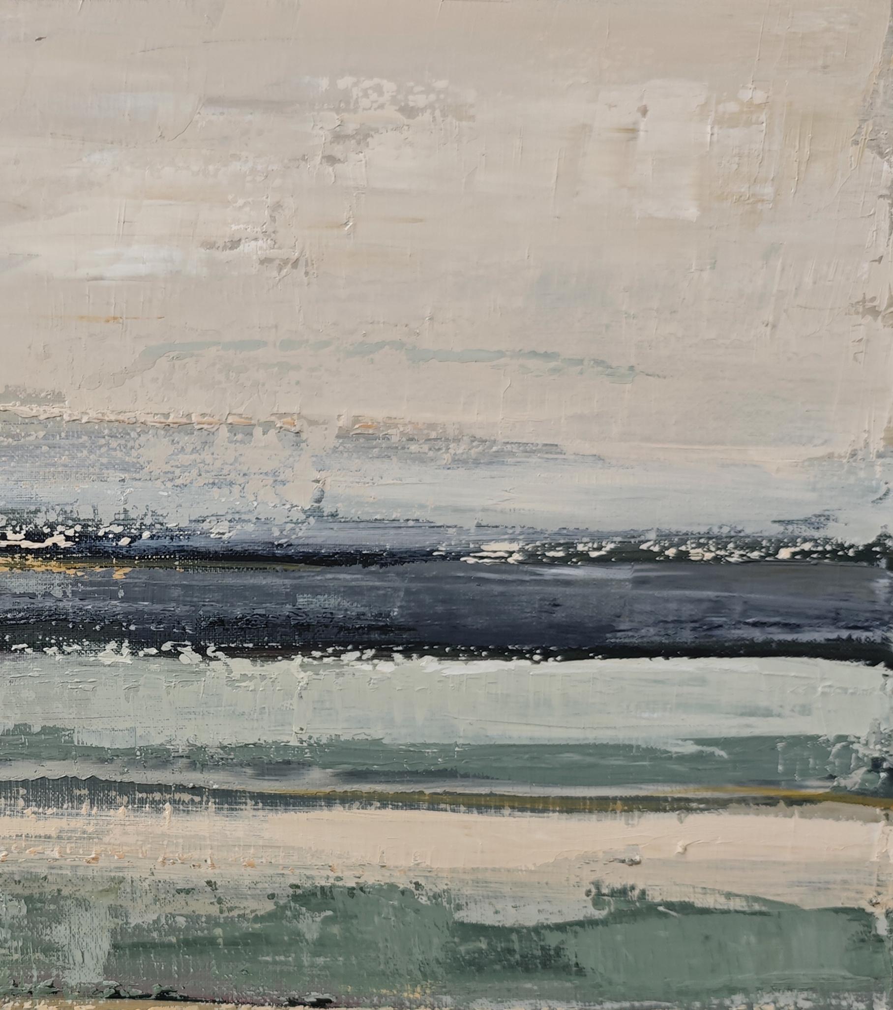 Distant Mists - Abstrakter Minimalismus, Ölgemälde, Meeresküste, Zeitgenössische Kunst im Angebot 4