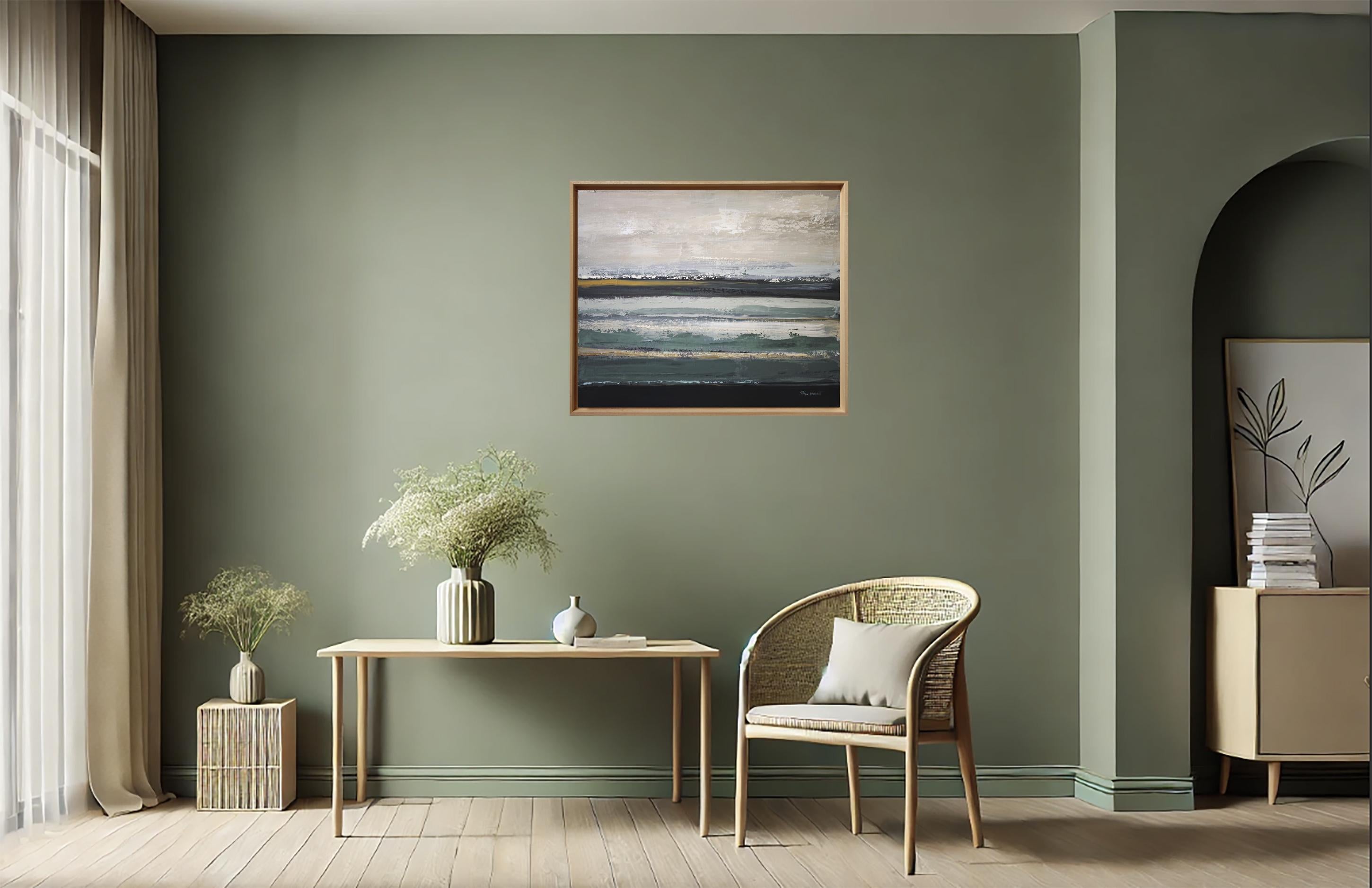 Distant Mists — Abstract Minimalism, Oil Painting, Seaside, Contemporary art For Sale 6