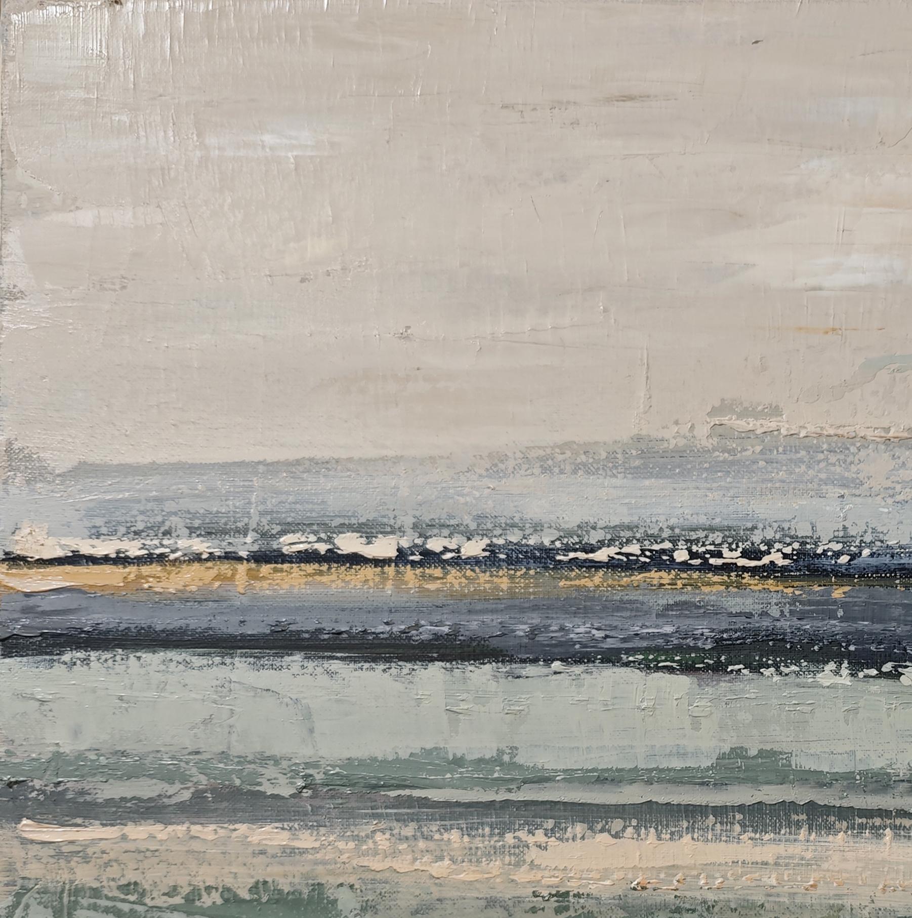 Distant Mists - Abstrakter Minimalismus, Ölgemälde, Meeresküste, Zeitgenössische Kunst im Angebot 5