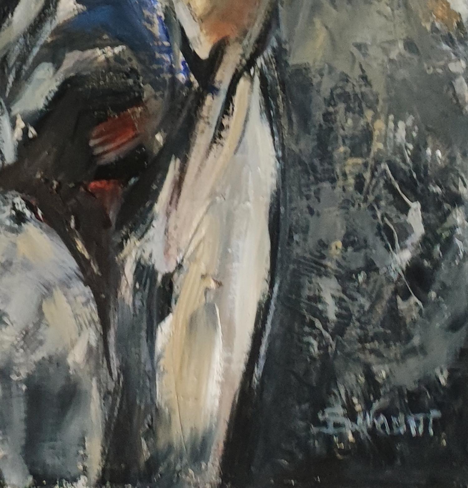 dressage, portrait of a horse, oil on canvas - Painting by SOPHIE DUMONT