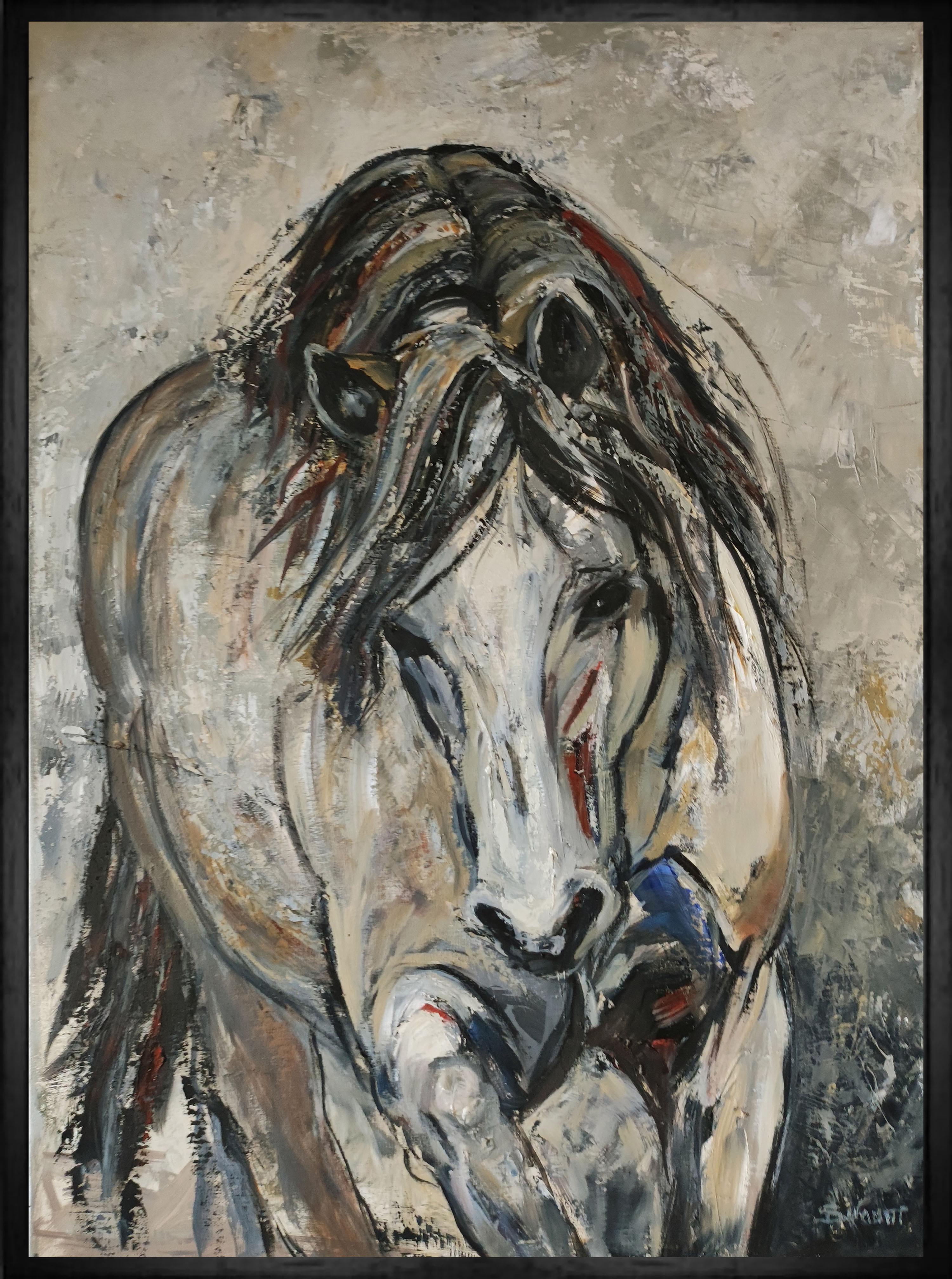 Dressage, Portrait of a Horse, Oil on canvas, French Art, Expressionism, Modern