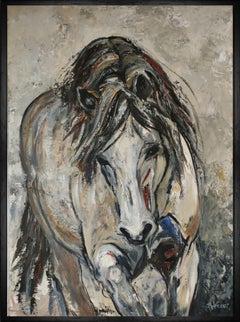 Dressage, Portrait of a Horse, Oil on canvas, French Art, Expressionism, Modern