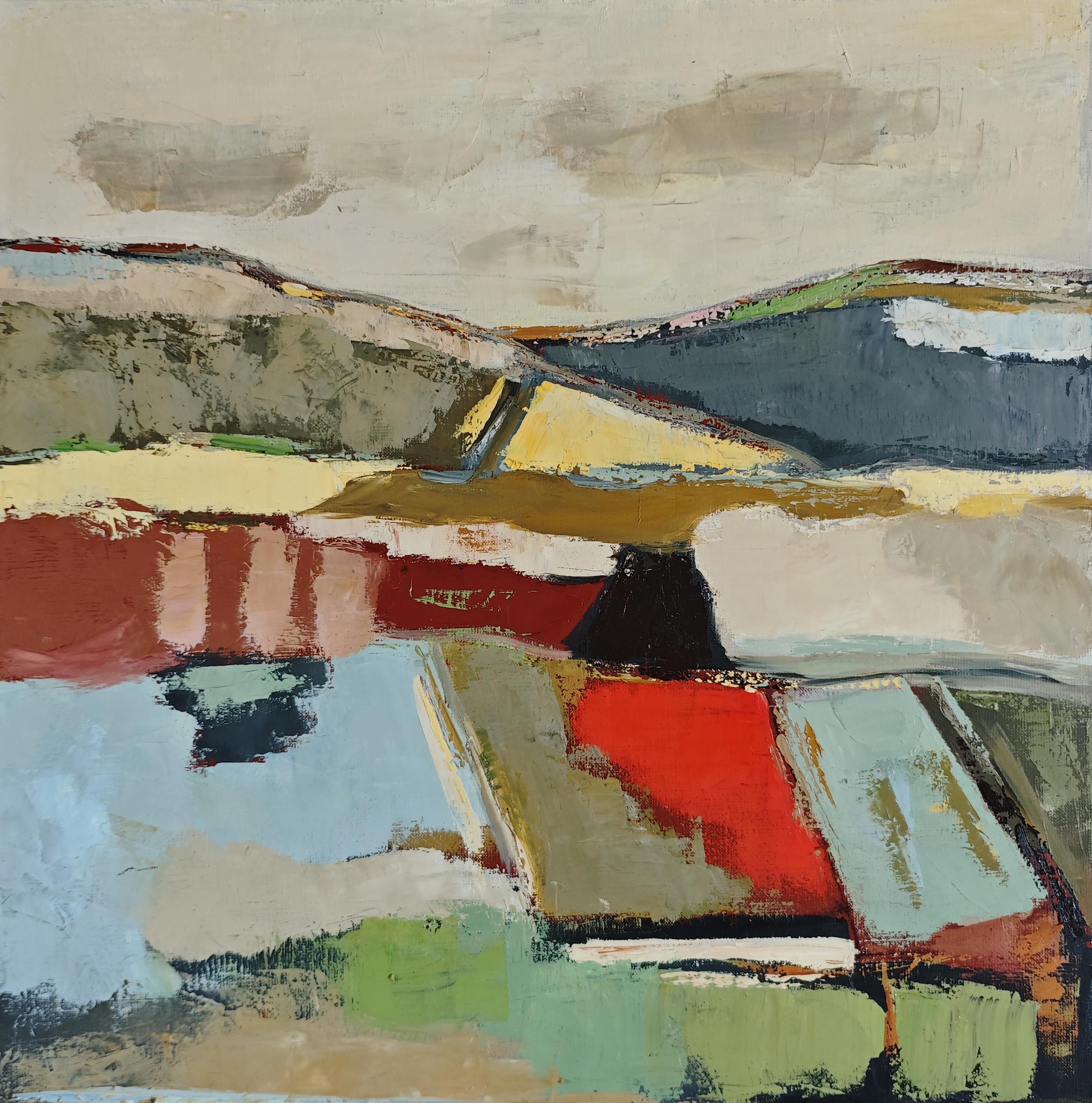 Earth Reflections - Modern Abstract Landscape paint – Original Oil on Canvas – Painting von SOPHIE DUMONT