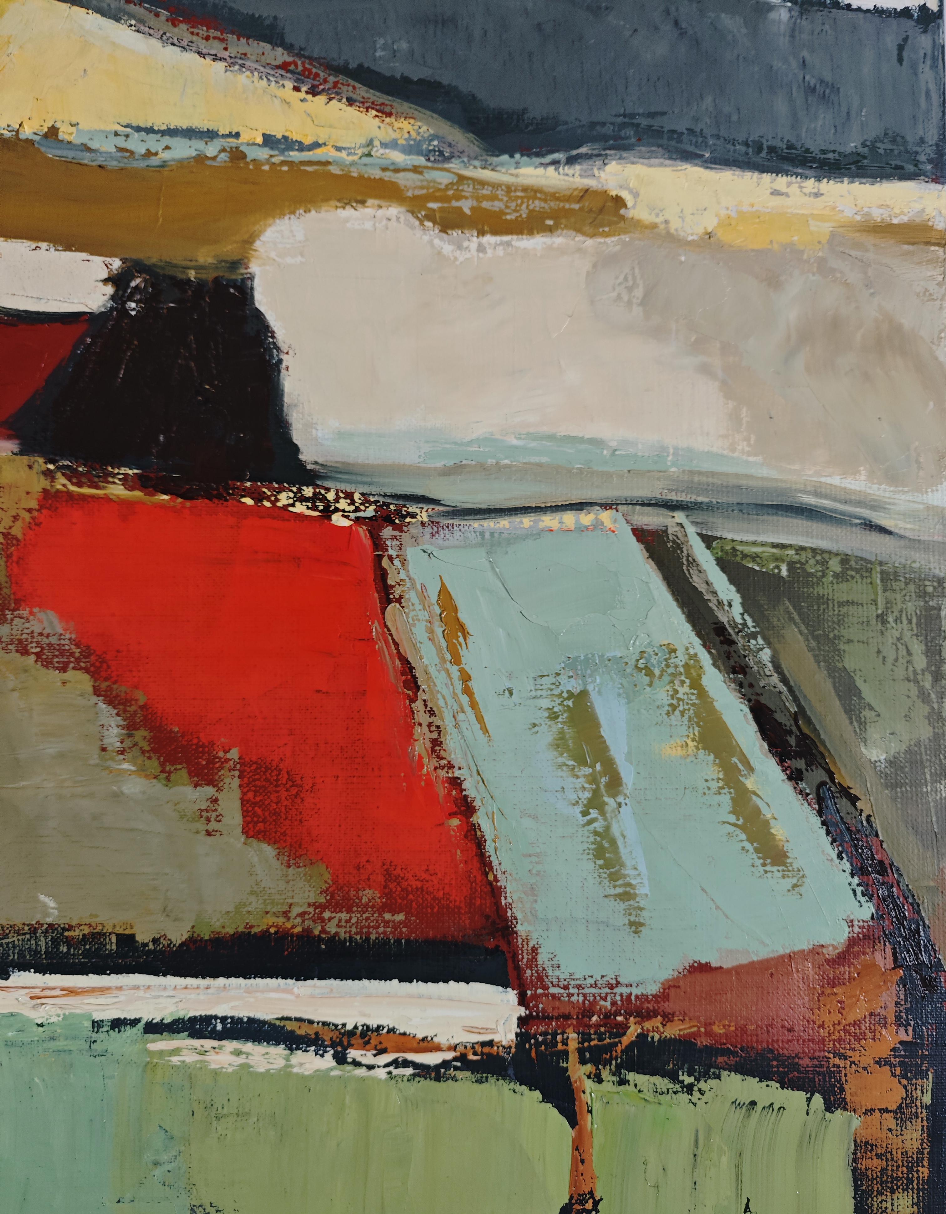 Earth Reflections - Modern Abstract Landscape paint – Original Oil on Canvas im Angebot 3
