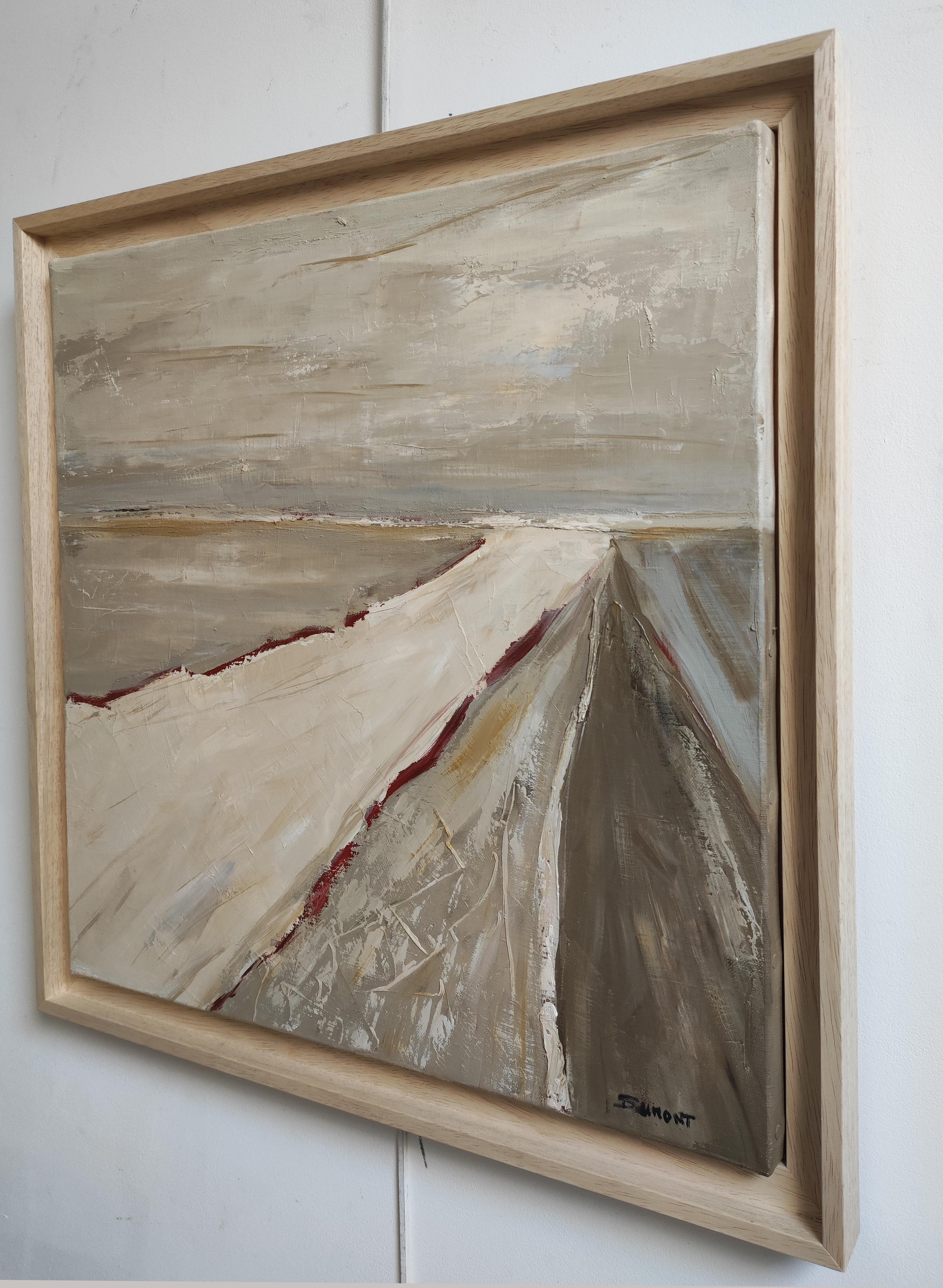 Echappée lointaine Paesaggio astratto, via, Contemporaneo, Moderno, Francese, Tan - Painting Espressionismo astratto di SOPHIE DUMONT