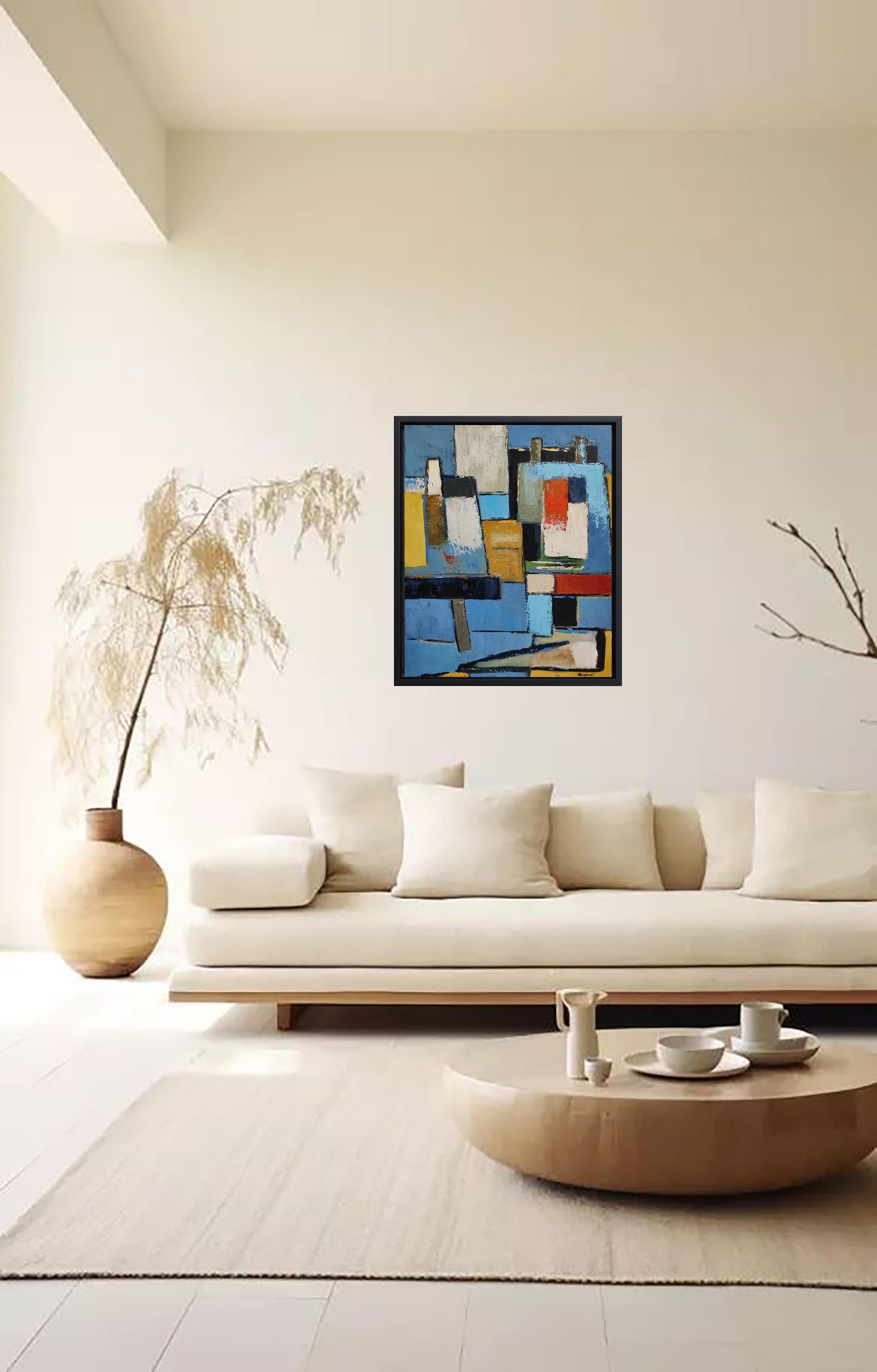 Eclosion abstraite, Abstrait, géométrique, texturé, huile sur toile, Contemporain en vente 1