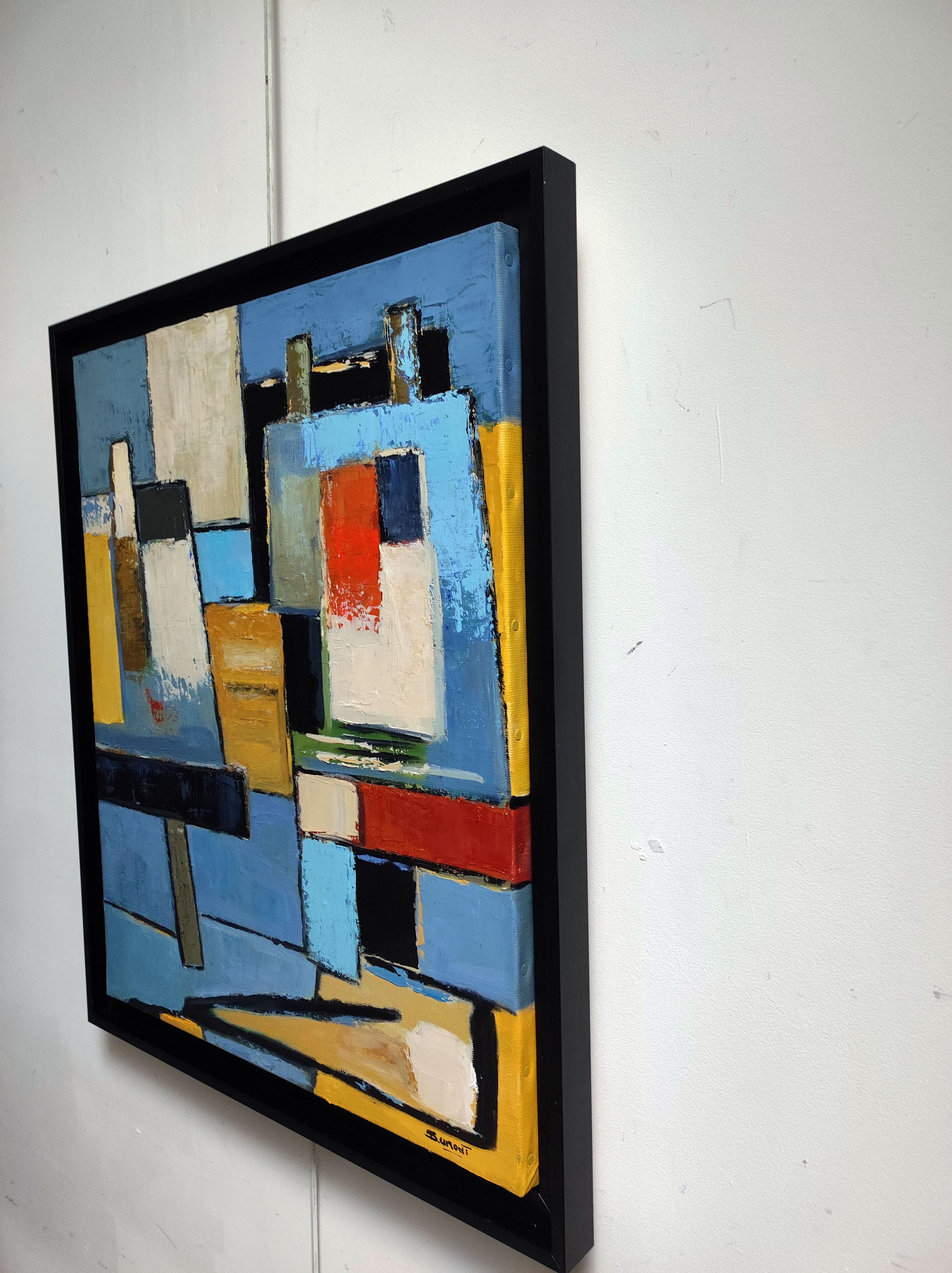 eclosion abstraite, abstraite, géométrique, texturée, huile sur toile, contemporaine en vente 10
