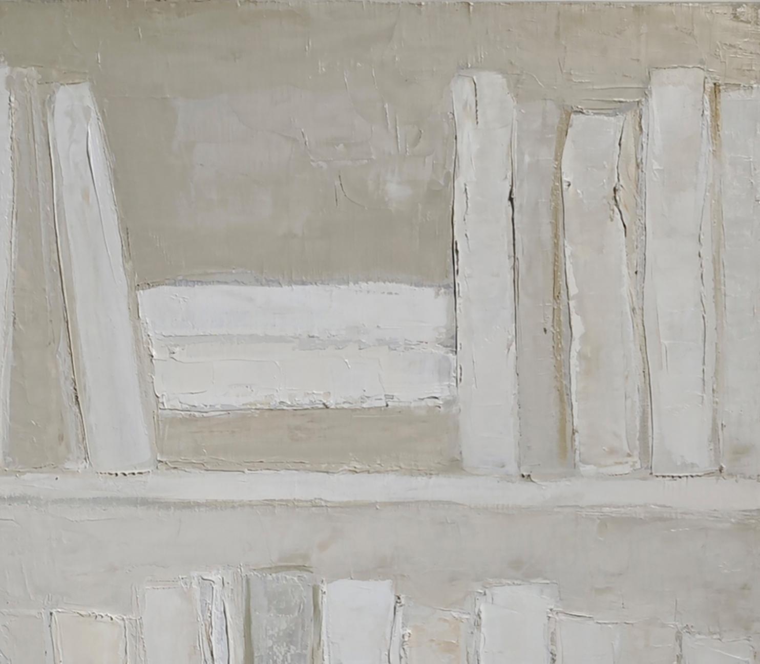 Eco di parole, astratto, minimalismo, biblioteca, Monochrom, Whiting, libri - Interior Painting Grigio di SOPHIE DUMONT