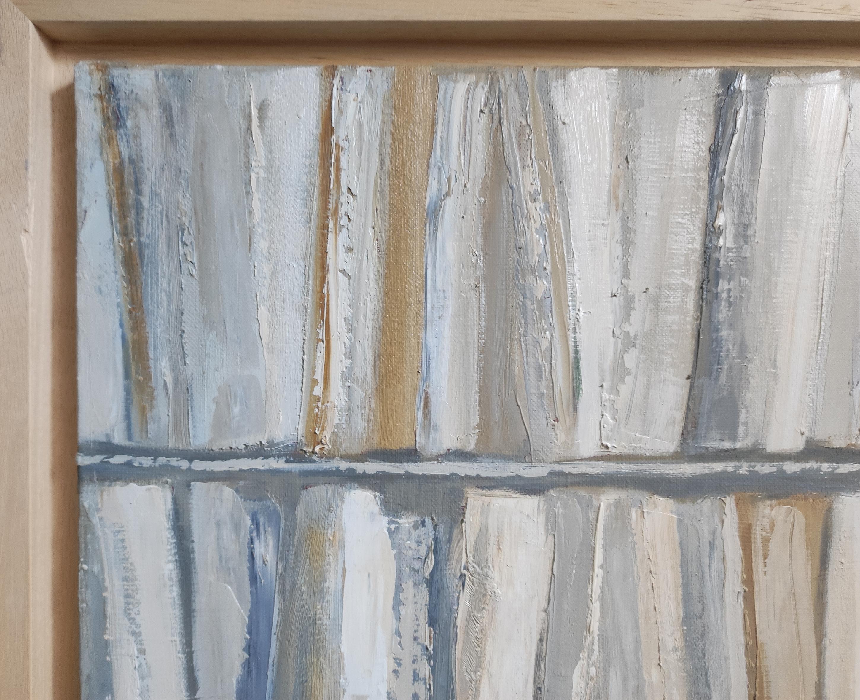 Ecru, abstract library,  linen, expressionism, minimalism, modern, Monochrom For Sale 10