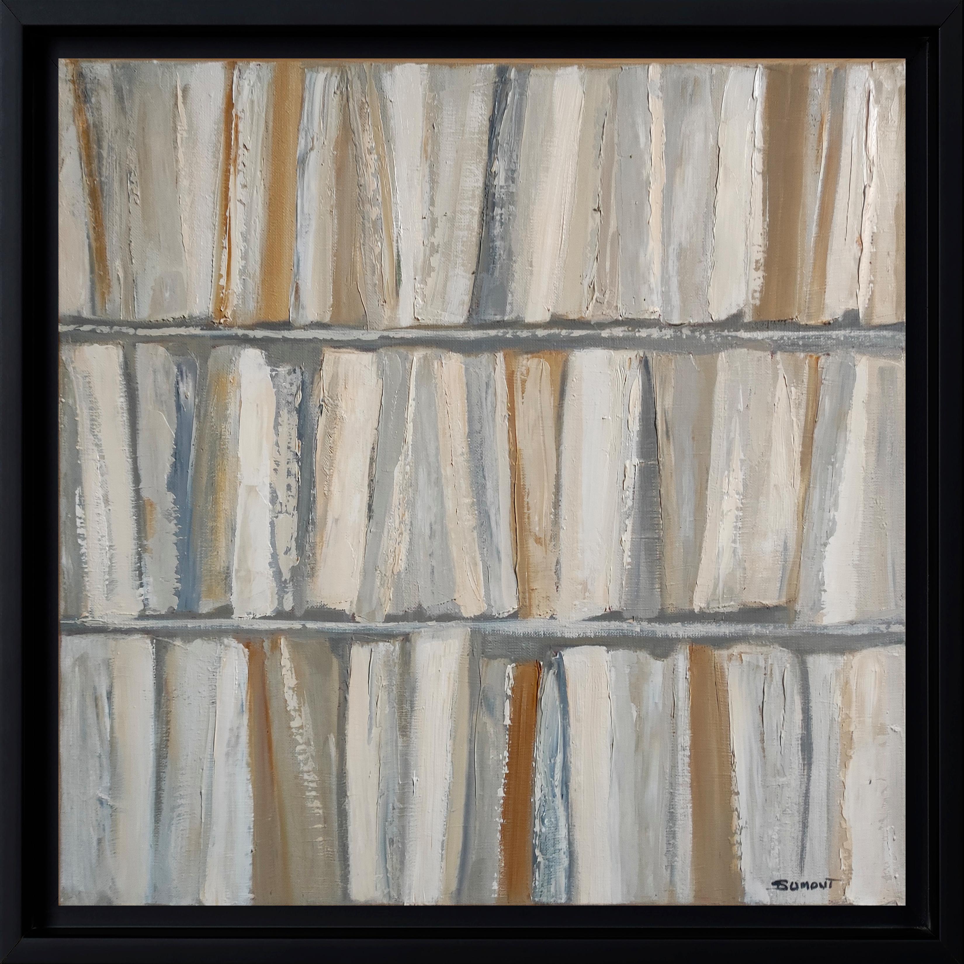 Ecru, abstract library,  linen, expressionism, minimalism, modern, Monochrom For Sale 11