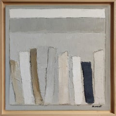 Edifices of Knowledge, Contemporary French Abstract Library Oil Painting