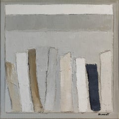 Edifices of Knowledge, Contemporary French Abstract Library Oil Painting