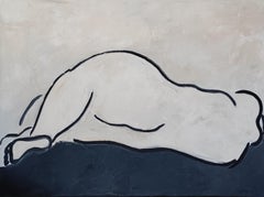 Elegance, Nude Female, figurative modern, oil on canvas, textured, minimalism
