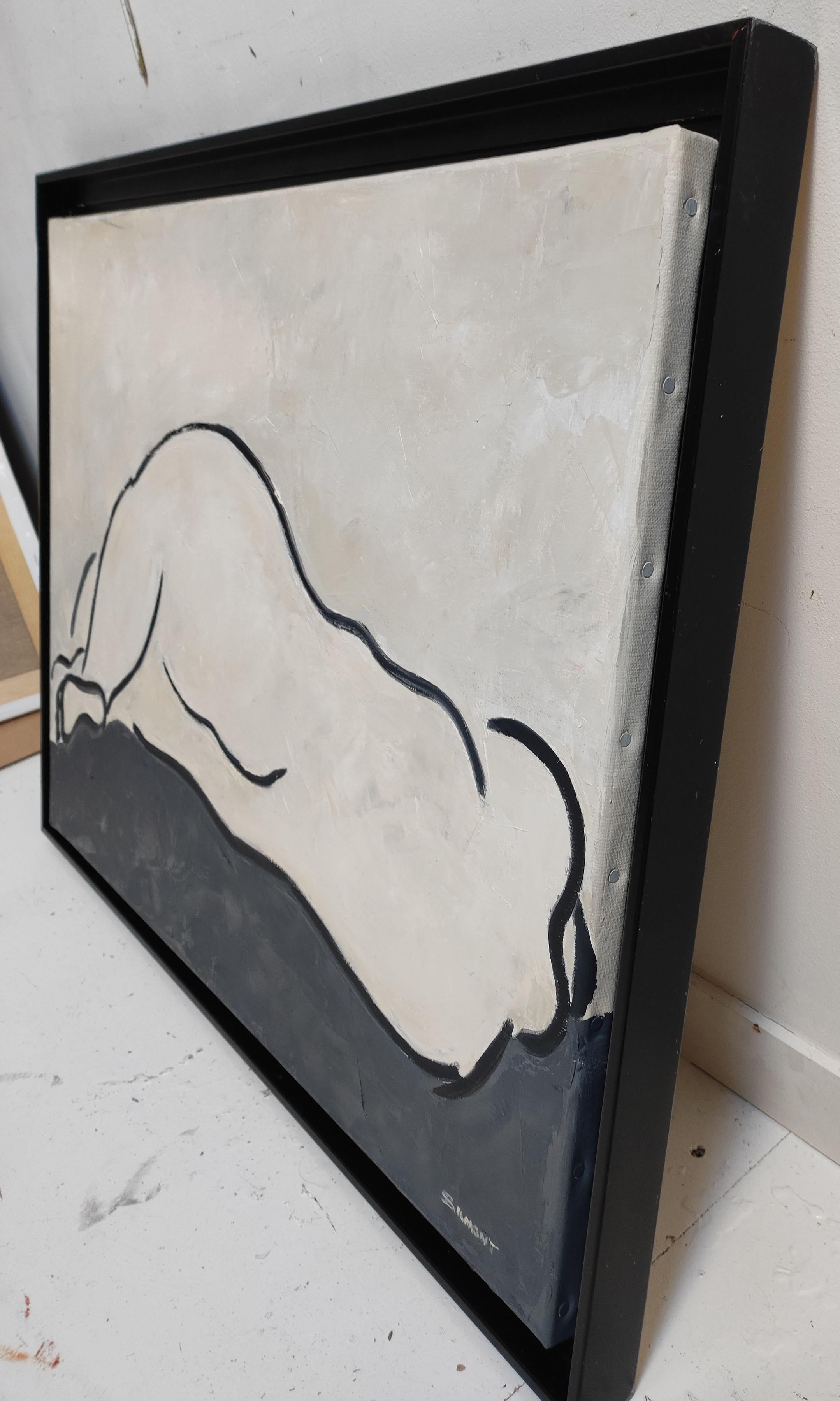 Elegance, nude woman, figurative modern, oil on canvas, textured, minimalism For Sale 3