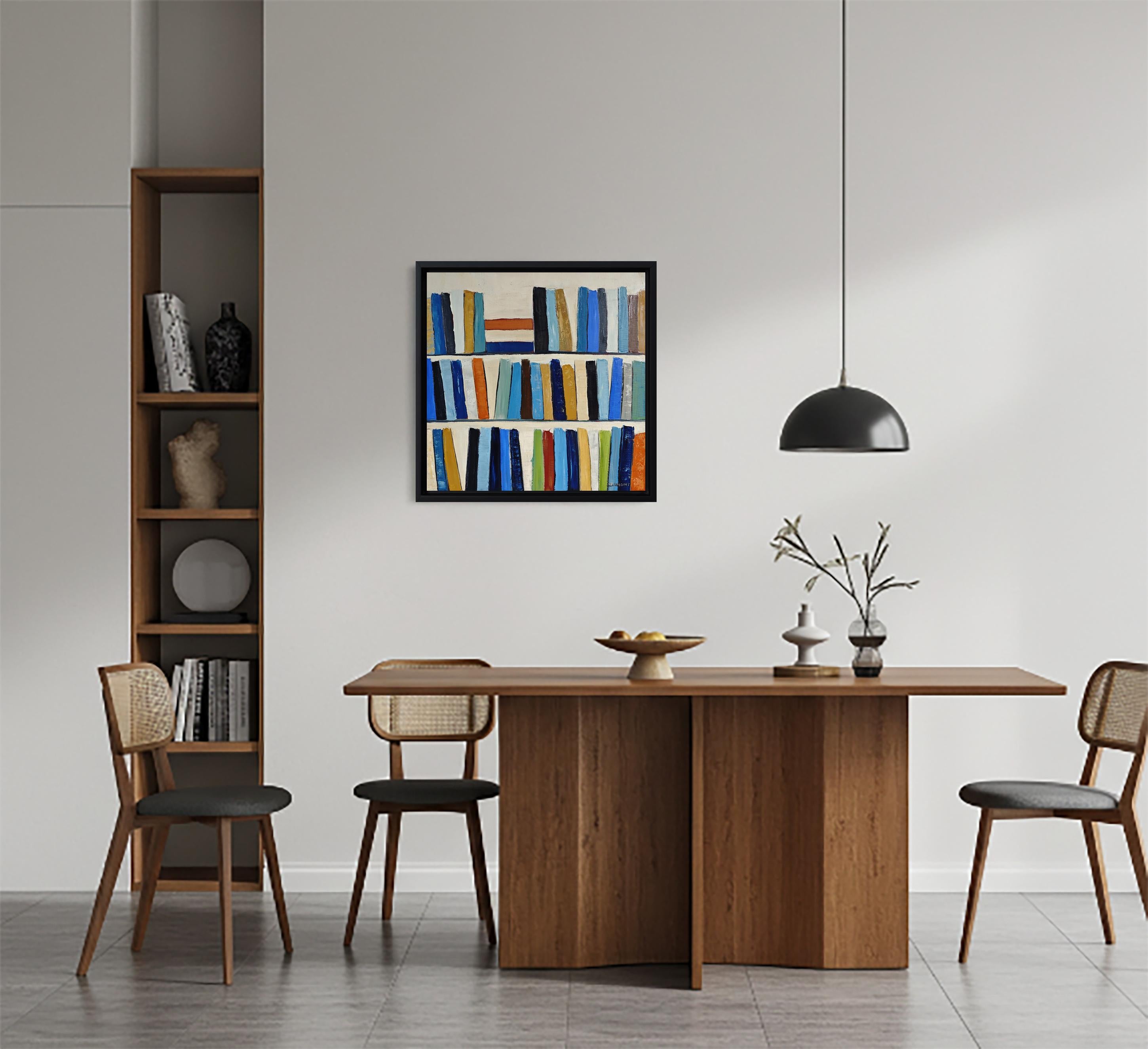 Eloge de la lecture- Abstract library, textured painting, Oil on canvas im Angebot 5