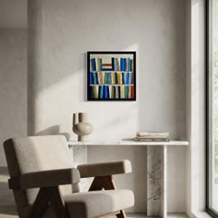 Eloge de la lecture- Abstract library, textured painting, Oil on canvas