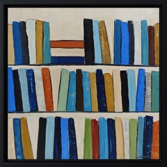 Eloge de la lecture- Biblioteca astratta, pittura strutturata, olio su tela