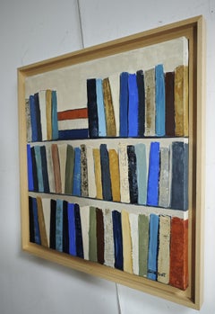Eloge de la lecture- Abstract library, textured painting, Oil on canvas