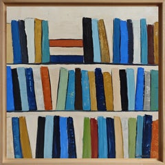 Eloge de la lecture- Biblioteca astratta, pittura strutturata, olio su tela