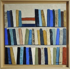 Eloge de la lecture- Abstract library, textured painting, Oil on canvas