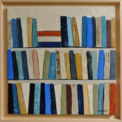 Eloge de la lecture- Abstract library, textured painting, Oil on canvas