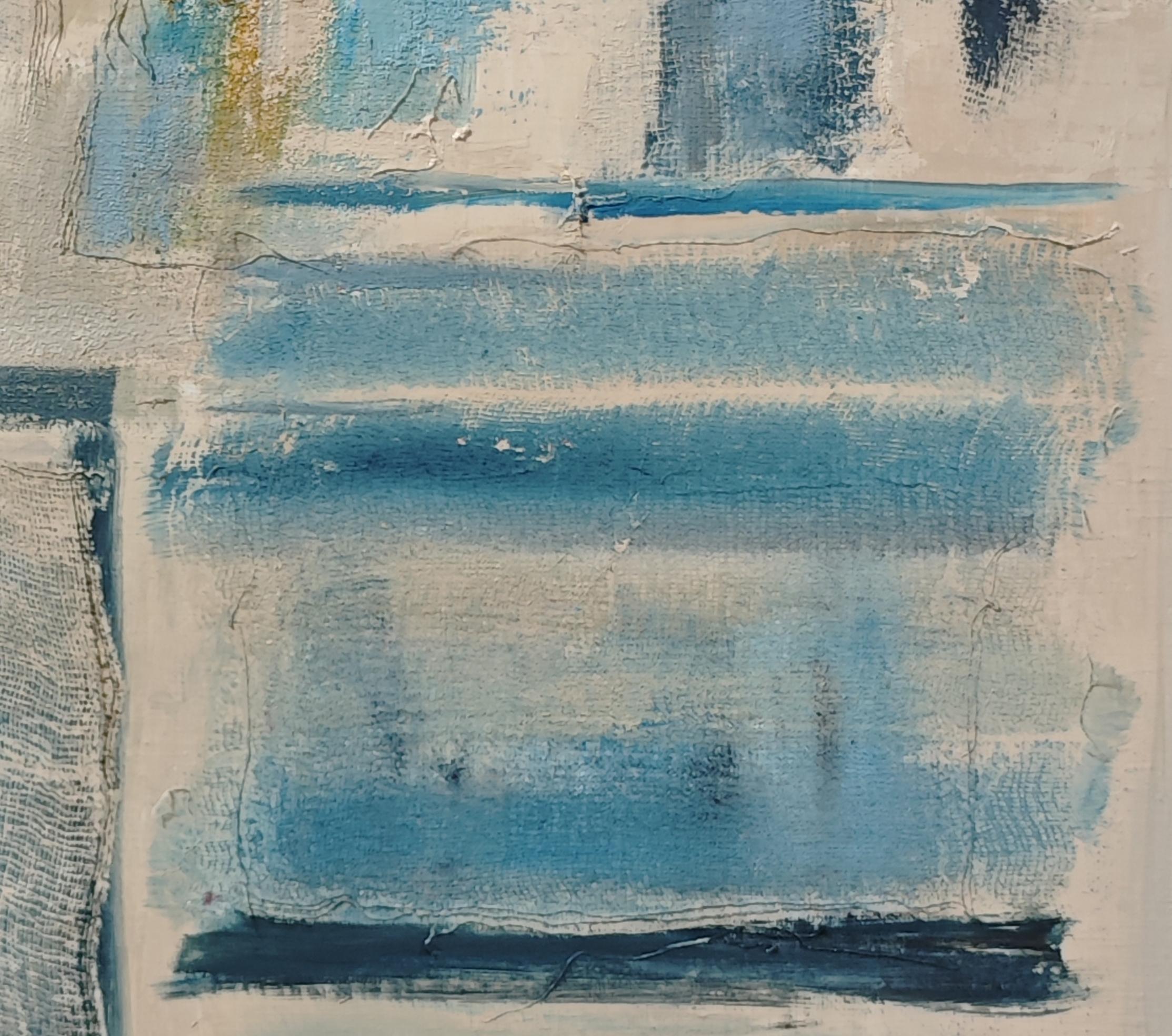 Empreintes, Astratto, biblioteca blu, Colori, Geometrico contemporaneo, Olio, Francese in vendita 3