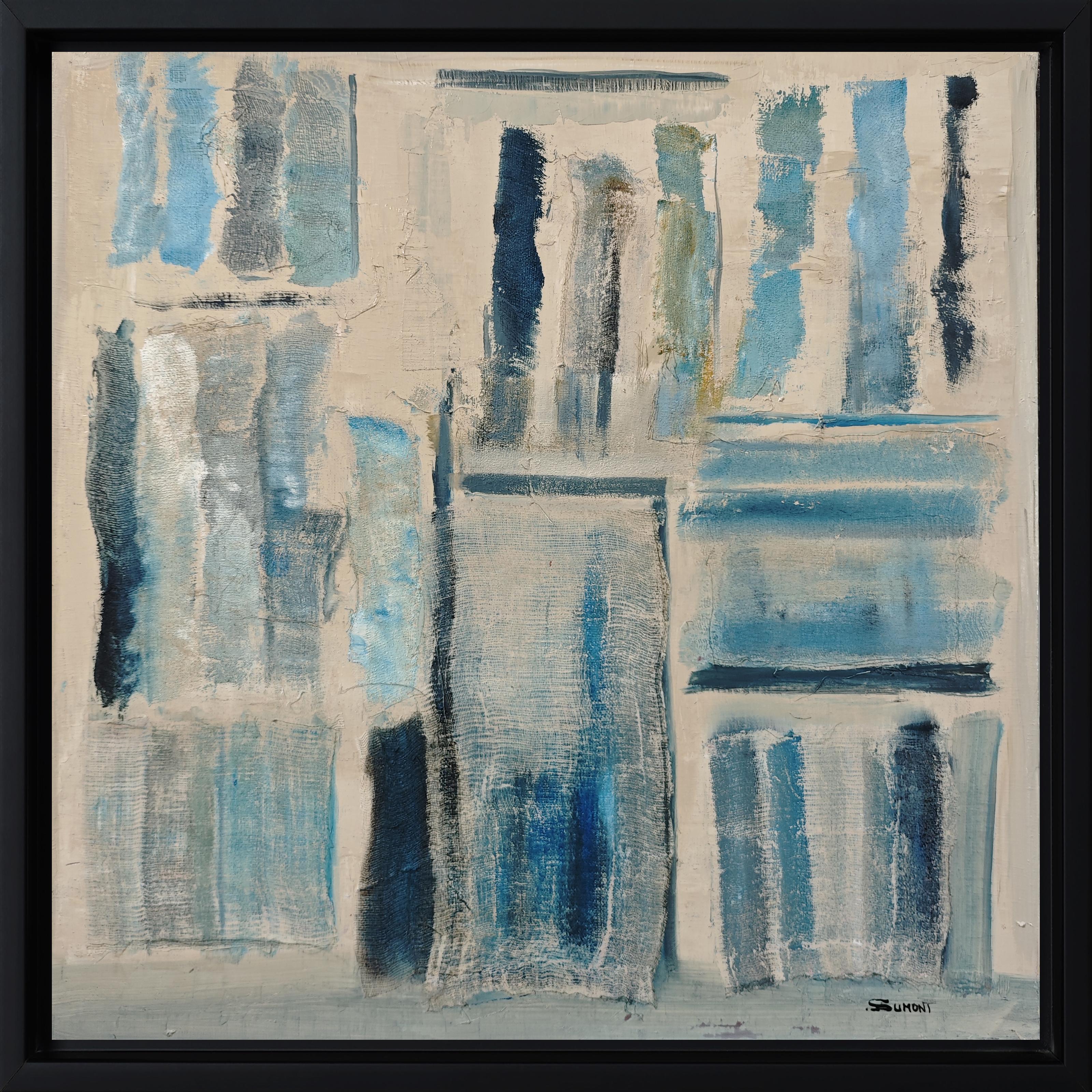 Empreintes, Astratto, biblioteca blu, Colori, Geometrico contemporaneo, Olio, Francese