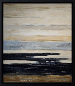 Entre 2 calmes, Contemporary  textured Oil on Canvas, Abstract, Geometric art