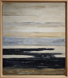 Entre 2 calmes, Contemporary  textured Oil on Canvas, Abstract, Geometric art