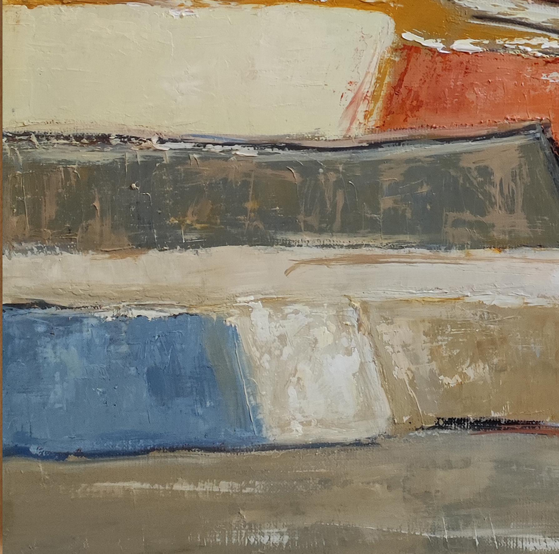 Intraprendere,  Paesaggio astratto, olio su tela, Espressionismo, Contemporaneo - Abstract Painting Marrone di SOPHIE DUMONT