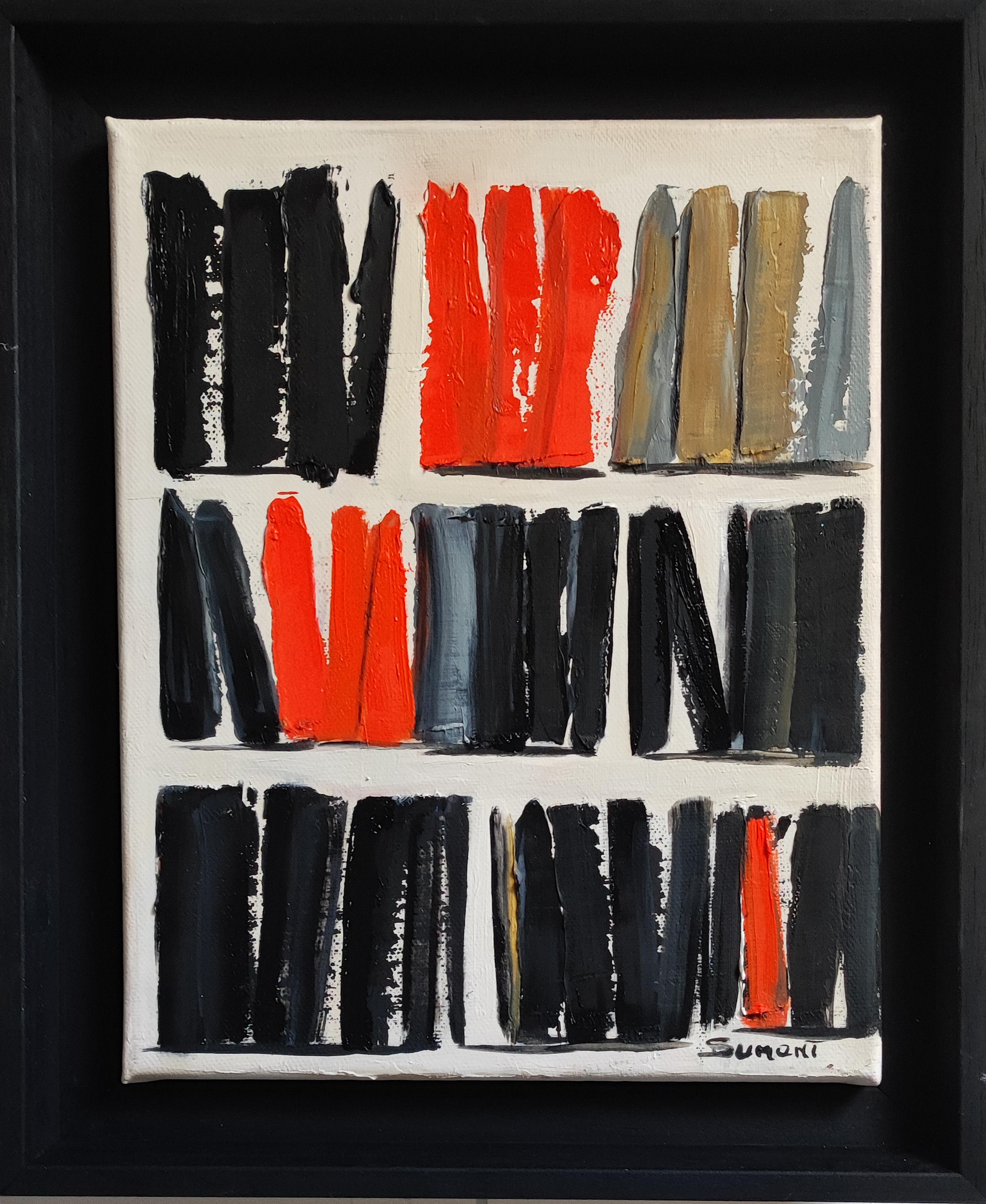  EPURE, minimalisme abstrait, rouge et noir, huile sur toile, expressionnisme, moderne - Painting de SOPHIE DUMONT