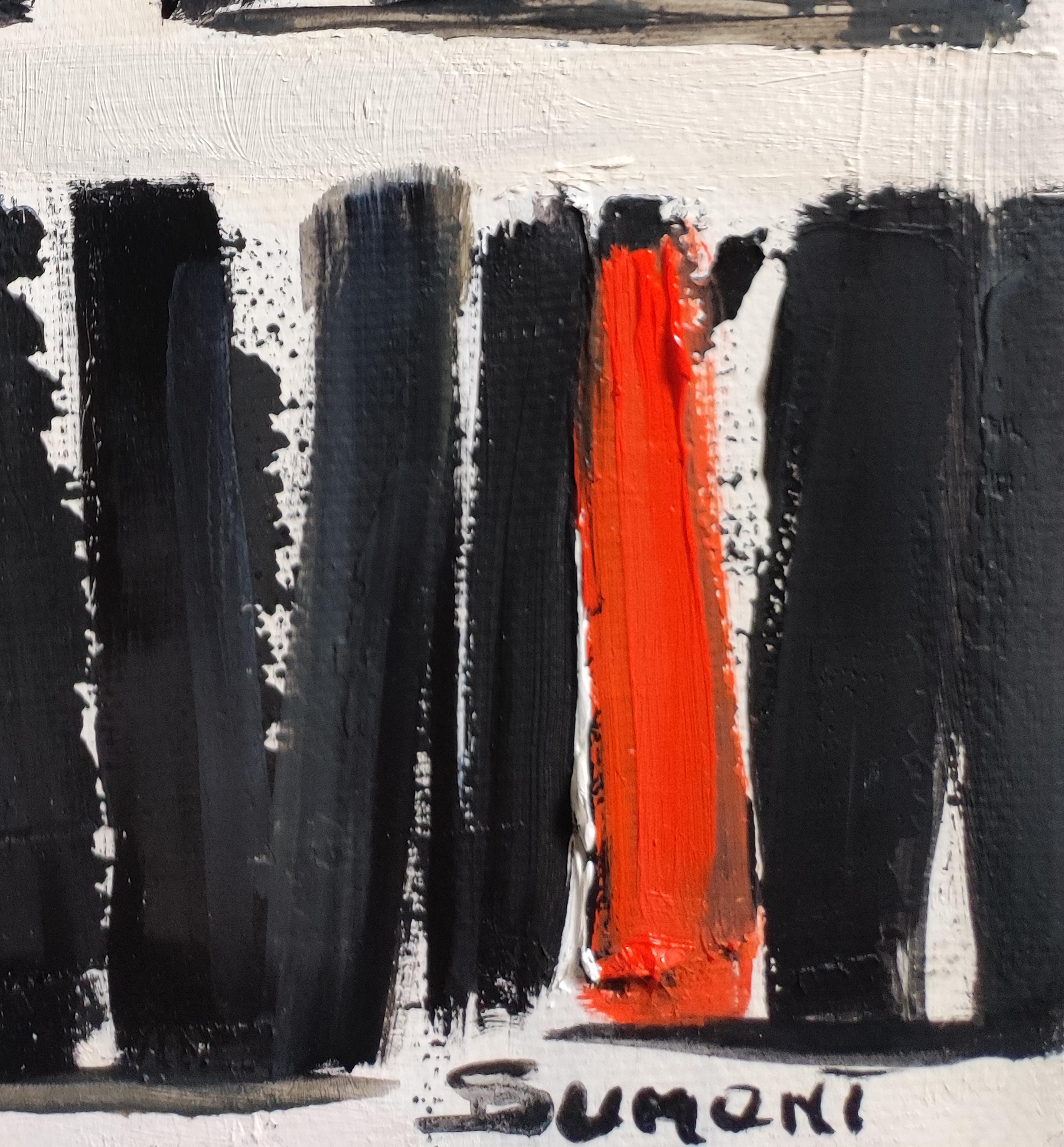  EPURE, minimalisme abstrait, rouge et noir, huile sur toile, expressionnisme, moderne en vente 11